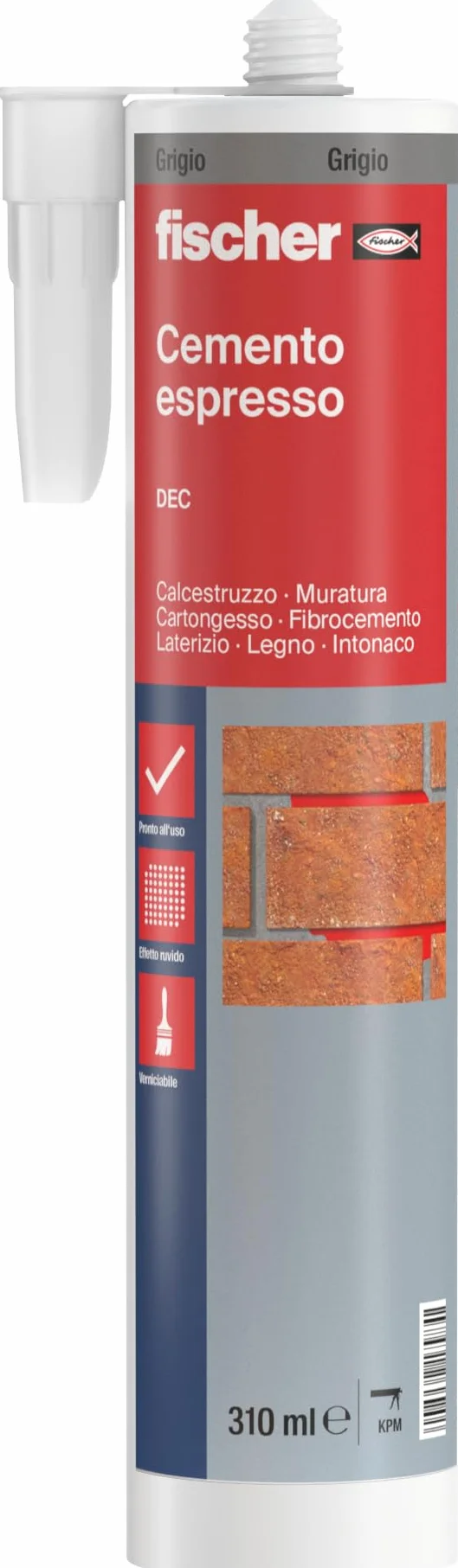 Fischer DEC Cemento Espresso, Sigillante per Riparazione e Riempimento di Crepe, Giunti Interni ed Esterni, Uso con Pistola da Silicone, 522431