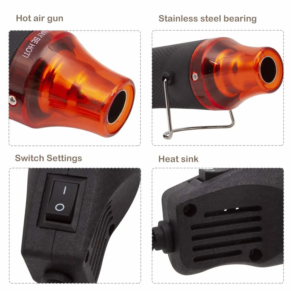 Mini pistola ad aria calda elettrica 300 W Mini Shrink Heat Tool Embossing Powder Set asciugacapelli temperatura pistola ad aria calda applicazione fai da te per pittura ad asciugatura in gomma
