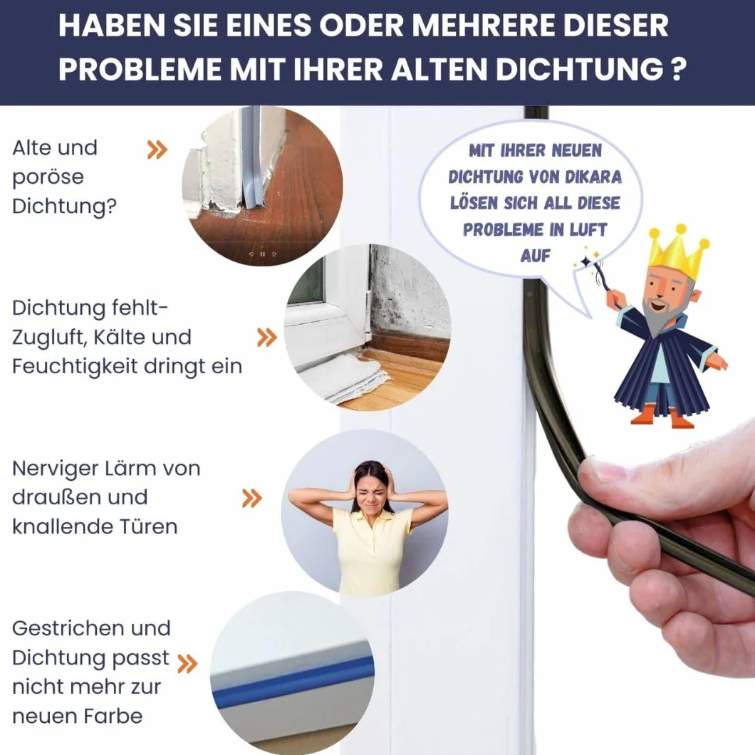 Guarnizione per finestre per sistemi di finestre, guarnizione per vetri per esterni e interni, in plastica e alluminio (nero, 10 m)