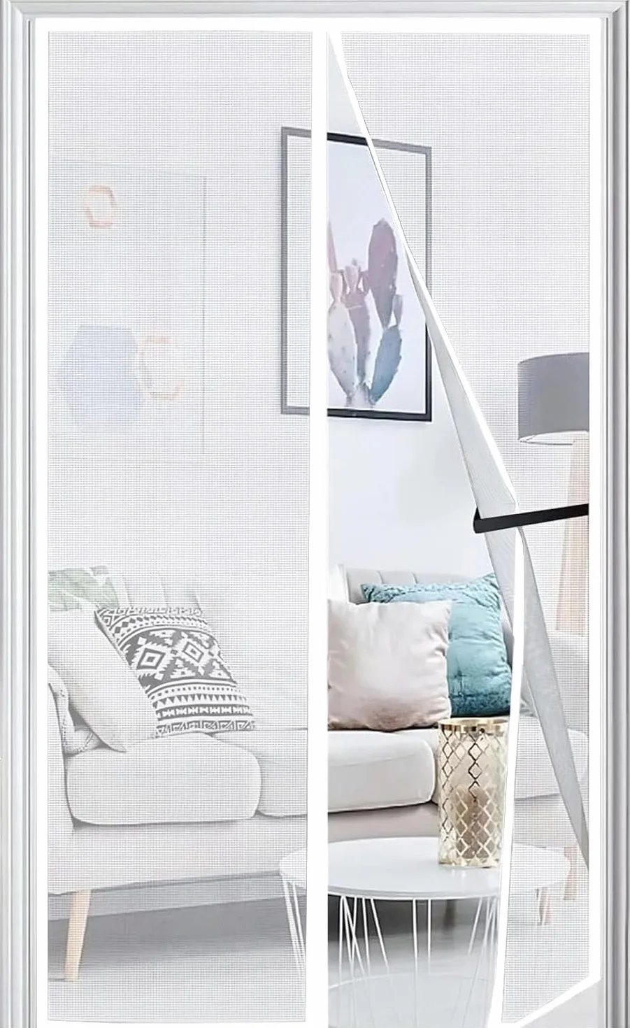 Panngu Zanzariere Magnetiche per Porte Finestre 110x250CM, Zanzariera Magnetica Porta Finestra 2023 Versione Aggiornata, Tenda con Magneti Anti Zanzare, Mosche Insetti - Bianco