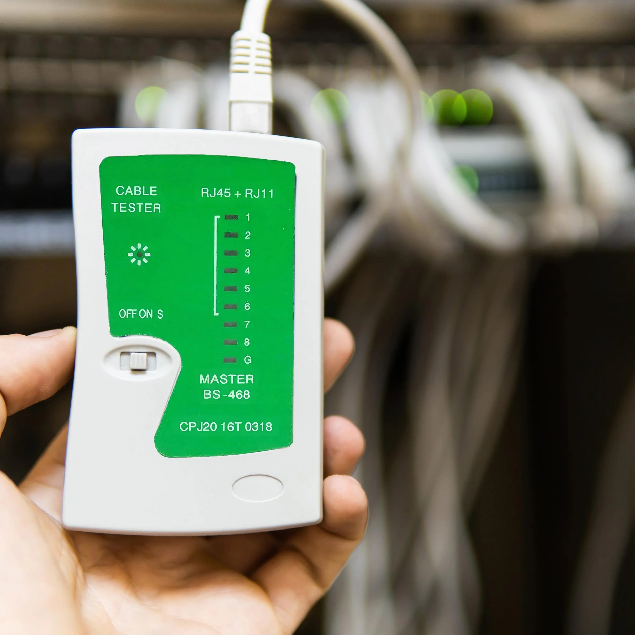 Retoo Tester Cavo di Rete, Patch LAN, RJ11 RJ12 RJ45, Professionale, Tester Collegamento, Verifica Cavi, Strumento di Test per Cavi Ethernet, 10,5 x 10 x 2,5 cm, Grigio-Verde