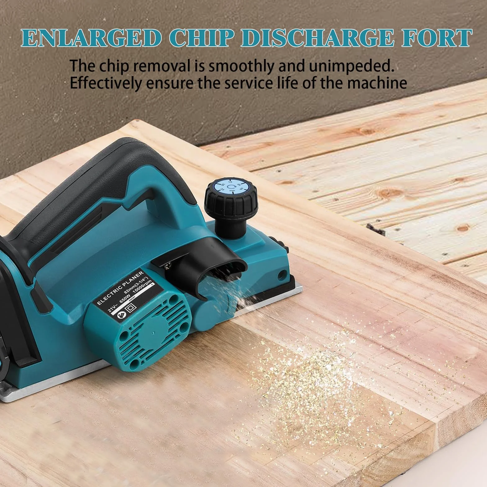 Pialla Elettrica per Legno Pialla Senza Fili compatibile con Makita 18V batteria, Piallatrice Elettrica Portatile da 15000RPM, Profondità Regolabile da 0 a 2 mm per falegnameria, mobili fai-da-te