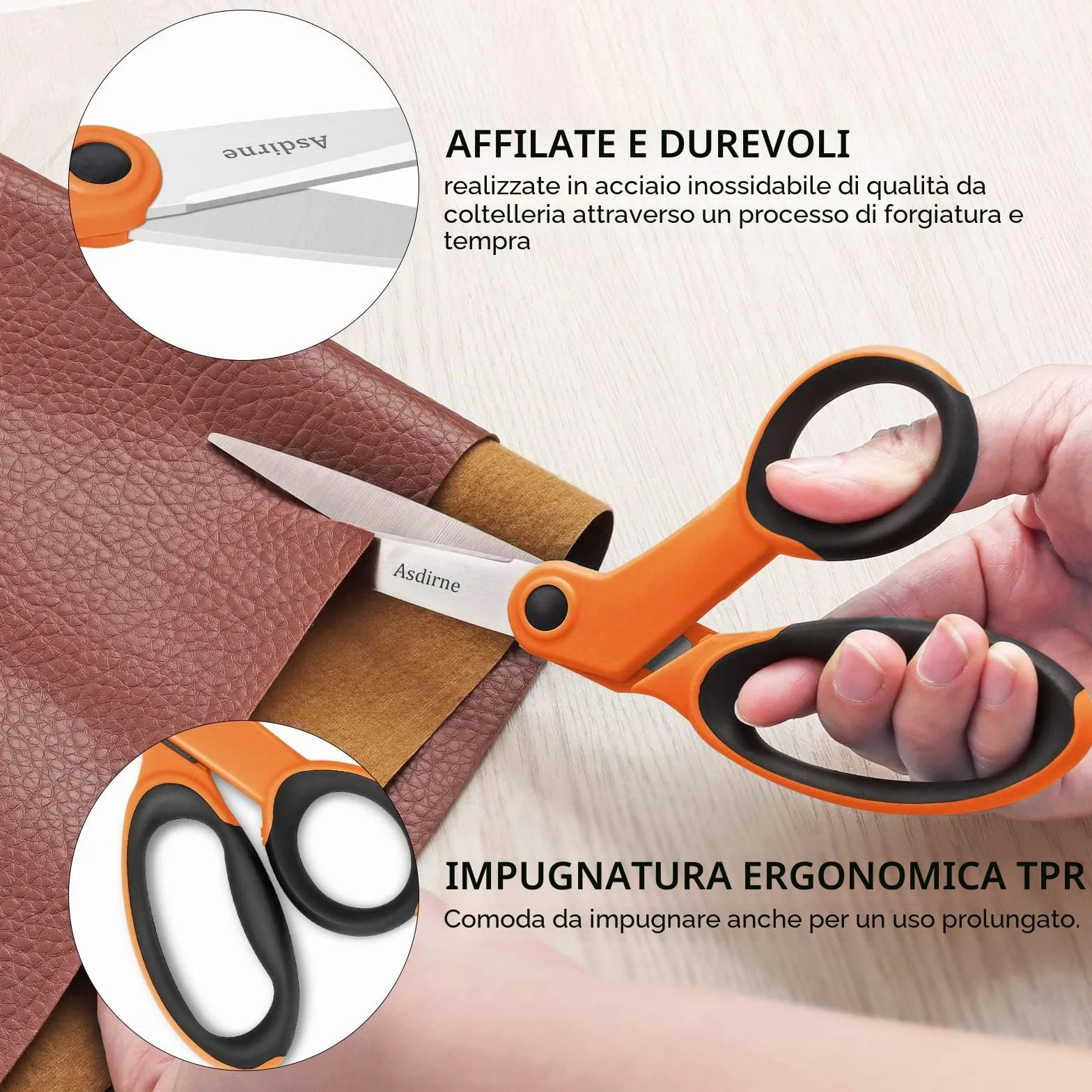 Asdirne Forbici per tessuto, forbici da sarta, set di forbici con lama affilata in acciaio inossidabile e impugnature morbide, incluse forbici da cucito, forbici per bricolage, proteggifilo e forbici