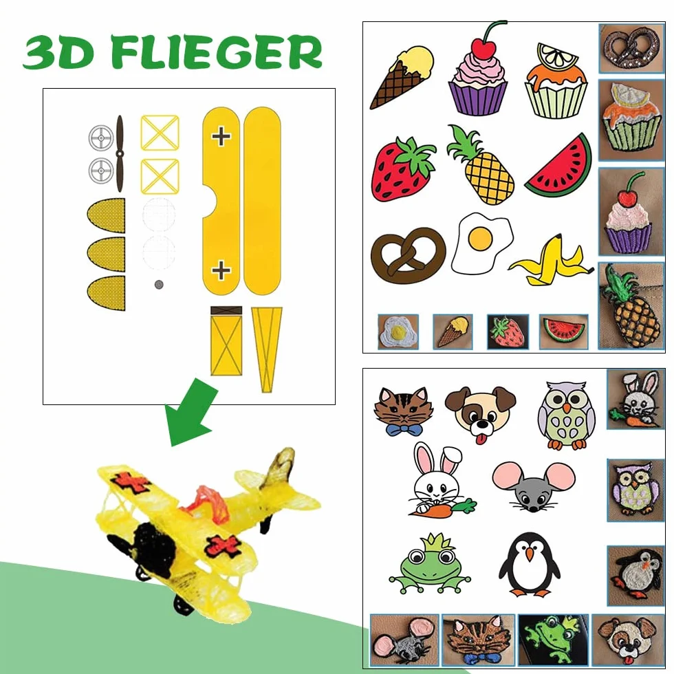 20 Pezzi Modello di Graffiti di Pittura di Carta Penna 3D Modelli Penne 3D Carta per Modelli di Penna 3D Modello di Graffiti per la Penna 3D per Bambini Regalo Fai da Te