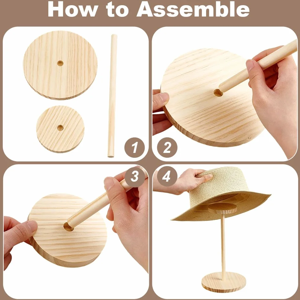 PH PandaHall Espositore per Cappelli in Legno Portacappelli da Tavolo 14.5x26.3cm
