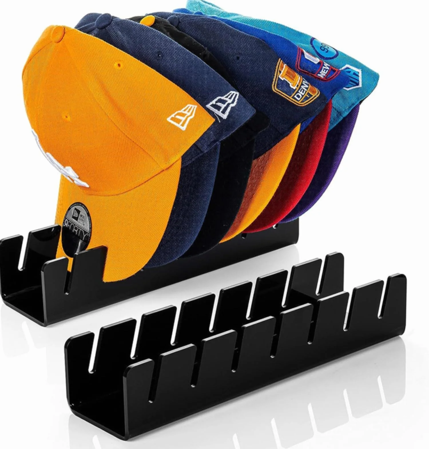 2 x organizzatore di supporto per berretto da baseball, portaoggetti in acrilico, berretto organizer, espositore per cappelli, organizzatore
