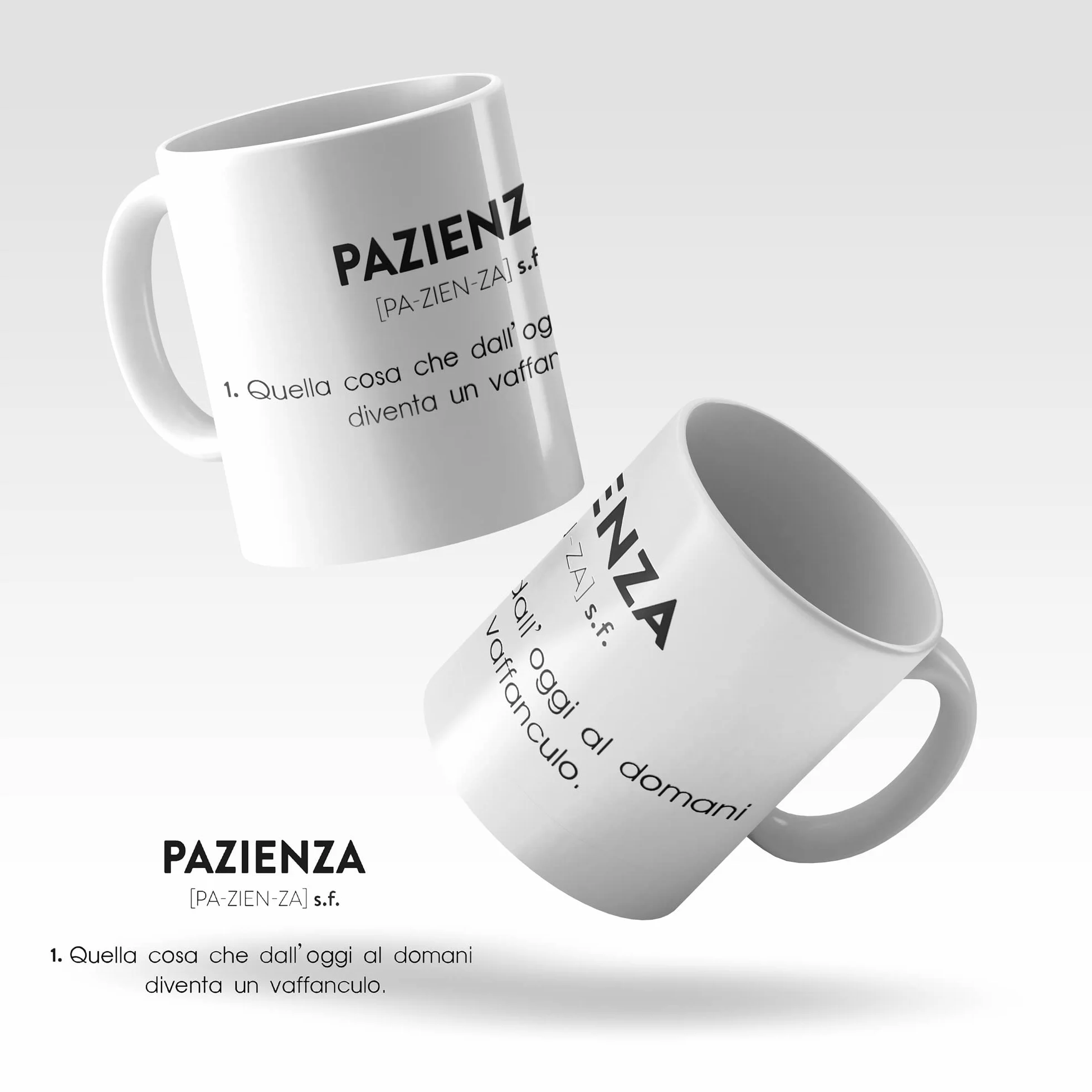 AL PRODUCTION Ceramica Tazza Mug PAZIENZA Regalo Compleanno Humor