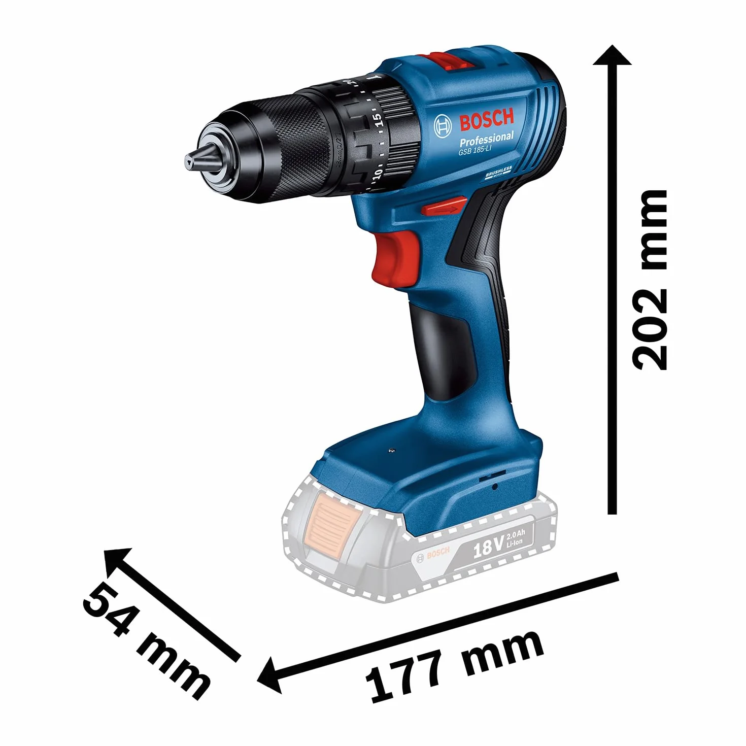 Bosch Professional GDR 18V-215 GSB 185-LI Avvitatore Trapano a Batteria 18V 2x2.0Ah Set
