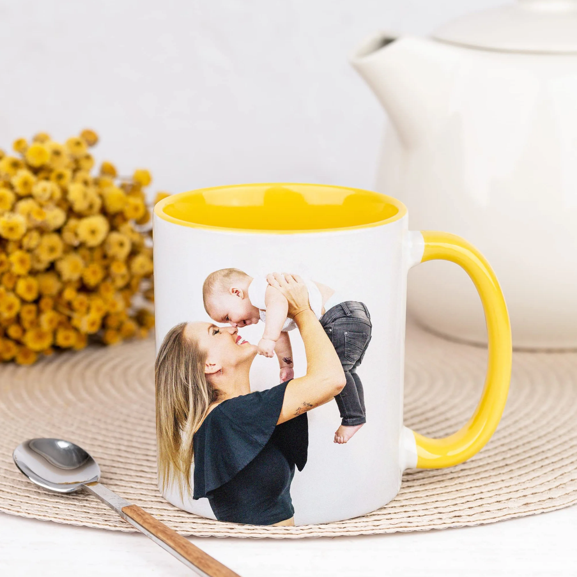 Tazza Personalizzata Ceramica 325 ml Giallo Regalo Originale
