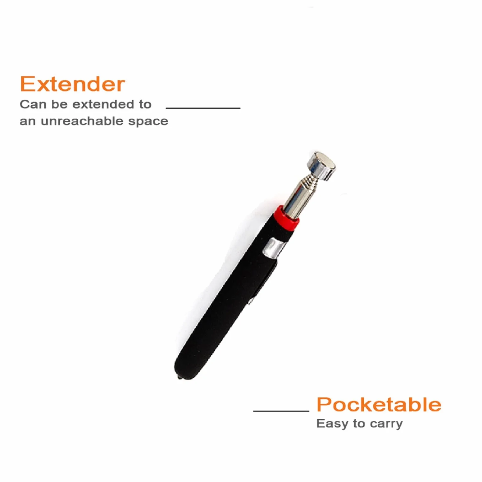Penna Telescopica Magnetica,Telescopica Portatile e Magnetica,Strumento Magnetico per Pickup,Magnetico Pick-Up Grabber Strumento con Clip da Tasca Stile Penna per Trovare Chiavi, Monete, Viti