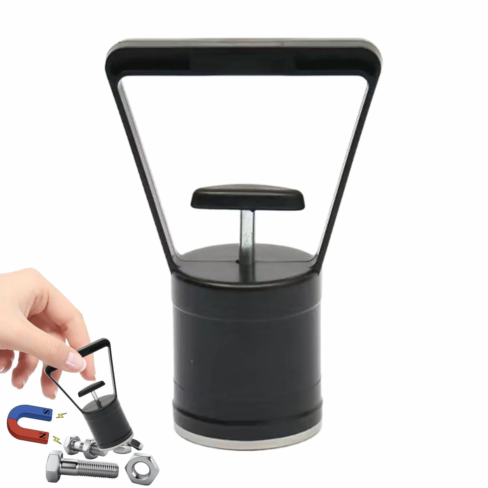 Magnete per chiodi, strumento di raccolta del separatore magnetico con sgancio rapido, capacità di 3,6 kg, afferra viti chiodi e bulloni attrezzatura con manico in gomma, strumento di raccolta del