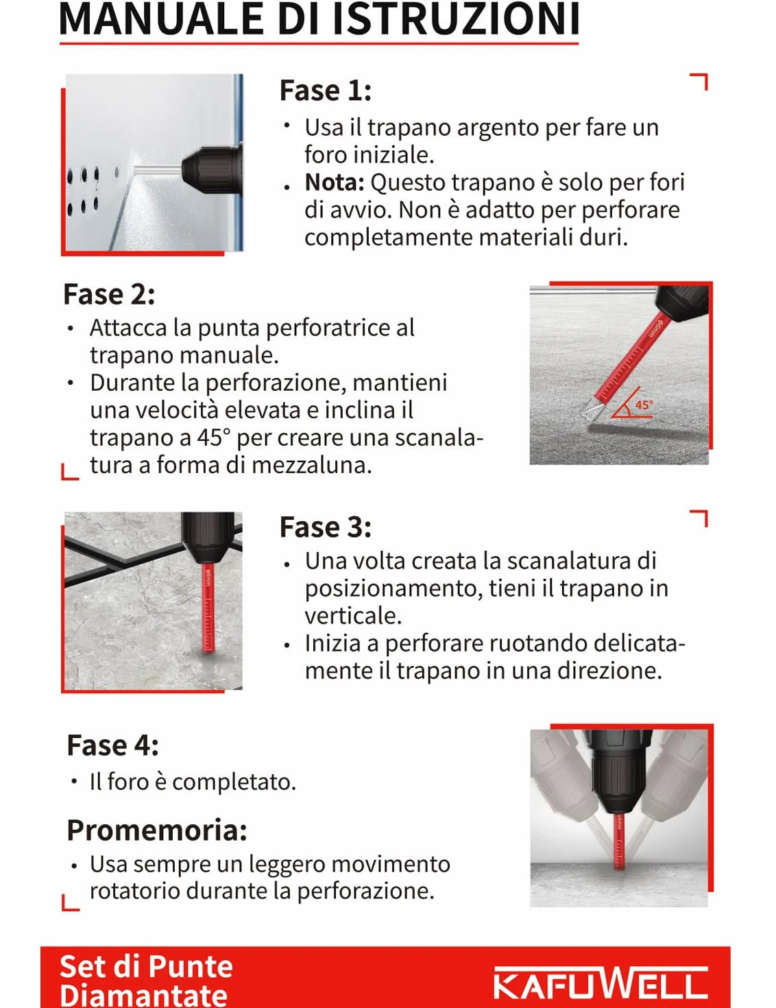 6pz Punte Trapano Diamantate per Gres Porcellanato, 5-12mm Punte Diamante, 6mm CarbidePunte, gambo esagonale, per Ceramica, Quarzo, Vetro, Granito, Mattone, Marmo, Porcellana, Gres Fine