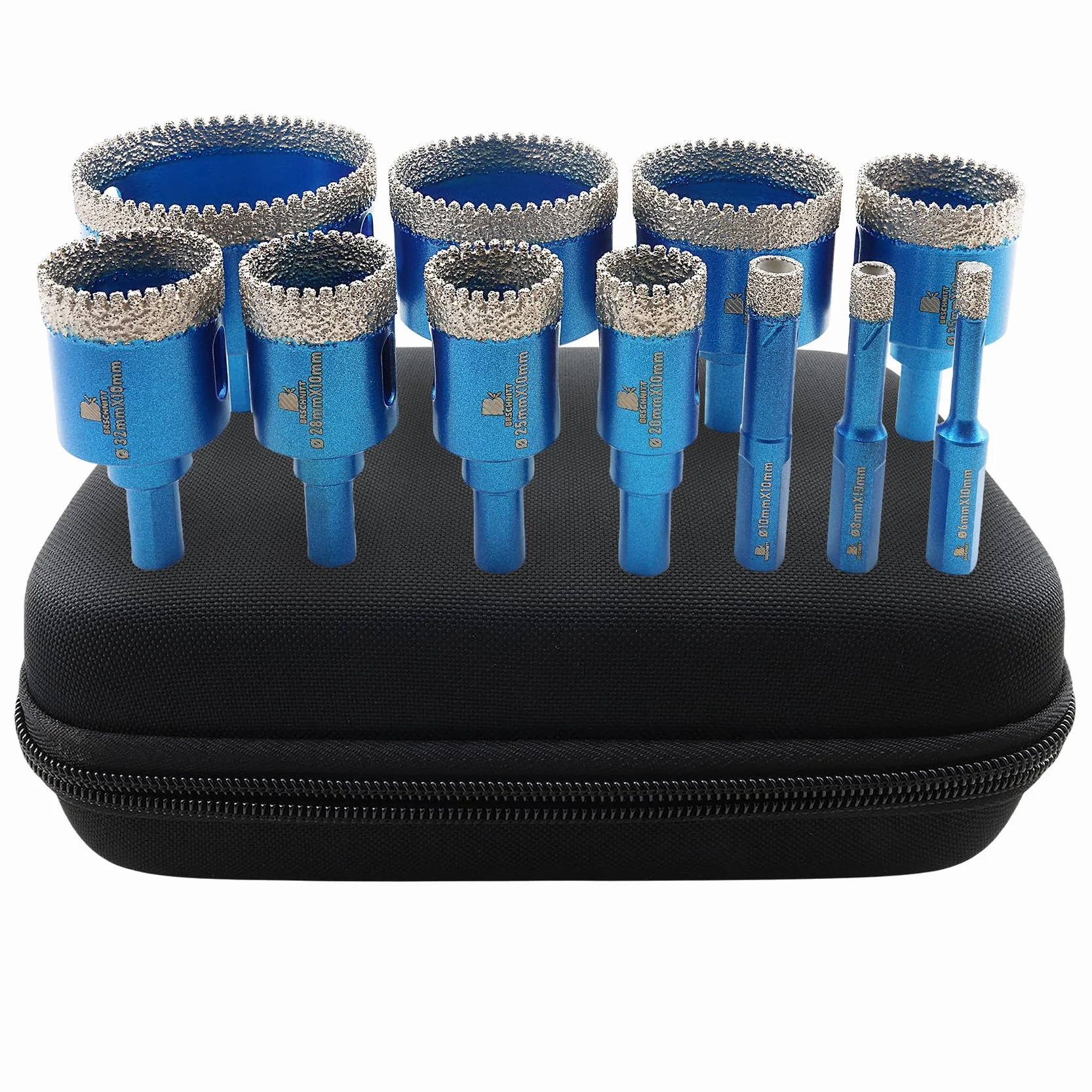 Punta per Trapano Diamantata Set - Frese diamantate 6/8/10/25/28/32/35/45/50/65mm fresa diamantata per Porcellana Granito Piastrella Marmo Taglio a Secco