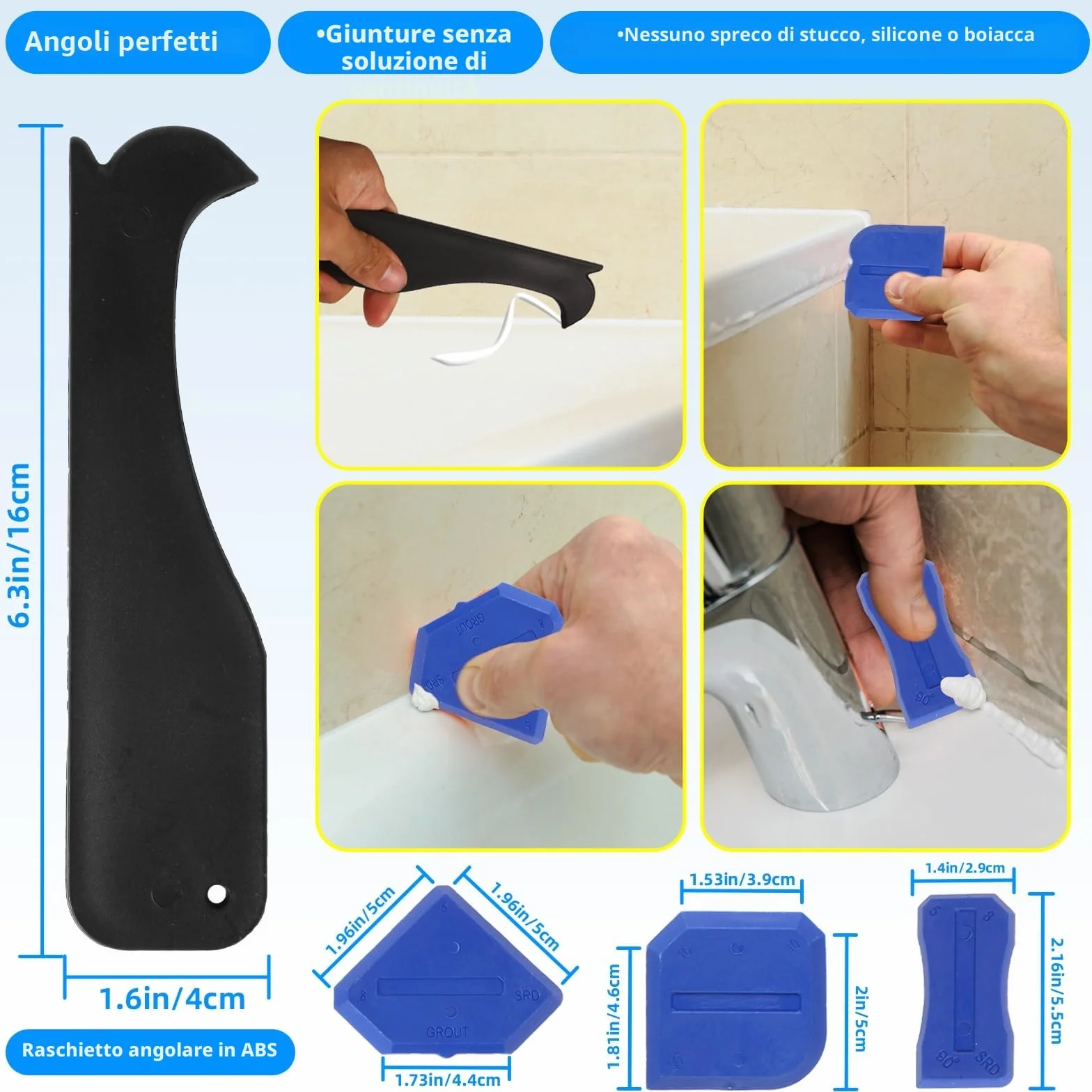 Strumento per Calafataggio Kit di Strumenti Raschietto e Spatola per Giunti Raschietto in Silicone Prodotto per Rimuovere lo Stucco Strumento per la Rimozione e l'applicazione Del Caucciù