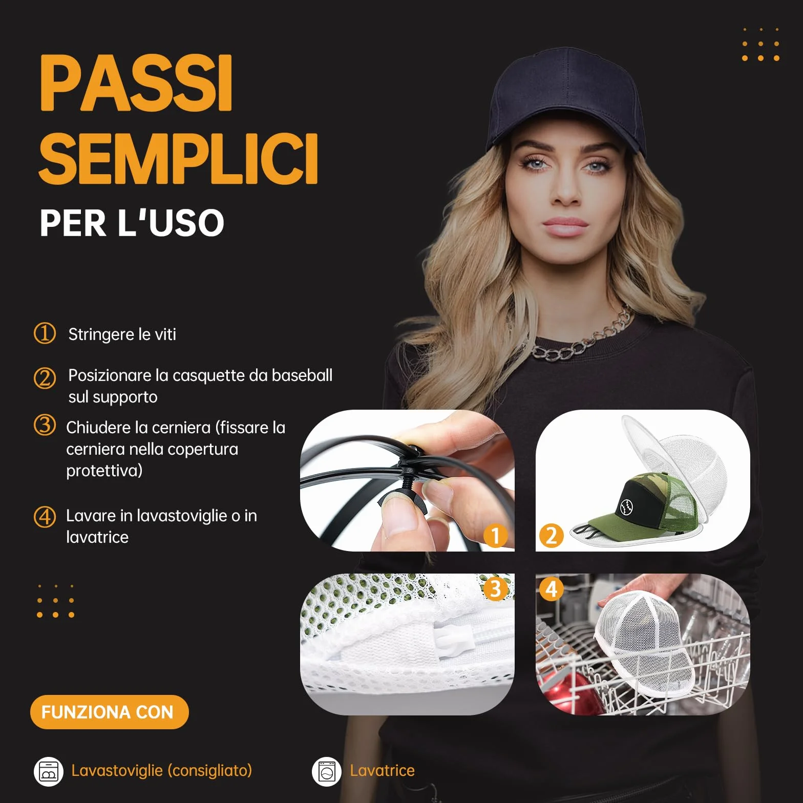 Lavaggio Cappello da Baseball Rondella per Cappelli Pulitore per Lavatrice e Lavastoviglie Supporto con Rack