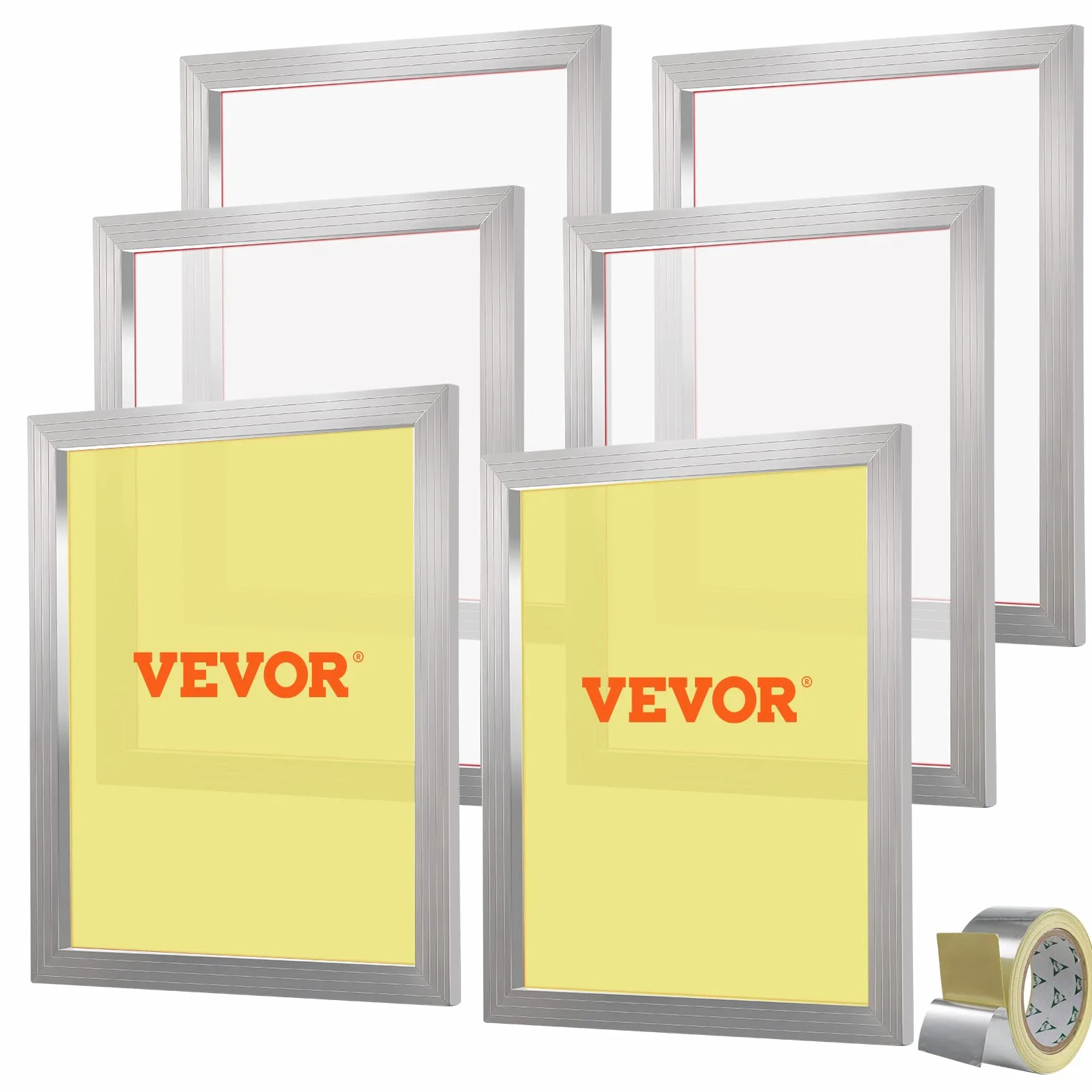 VEVOR Kit di Telaio per Stampa Serigrafica in Lega di Alluminio 50,8 x 61 cm 160 Maglie Pulizia Facile, Telaio Serigrafico 6 Pezzi per Macchina di Stampa Serigrafica Spessore 2,5cm Quantità Maglie 160