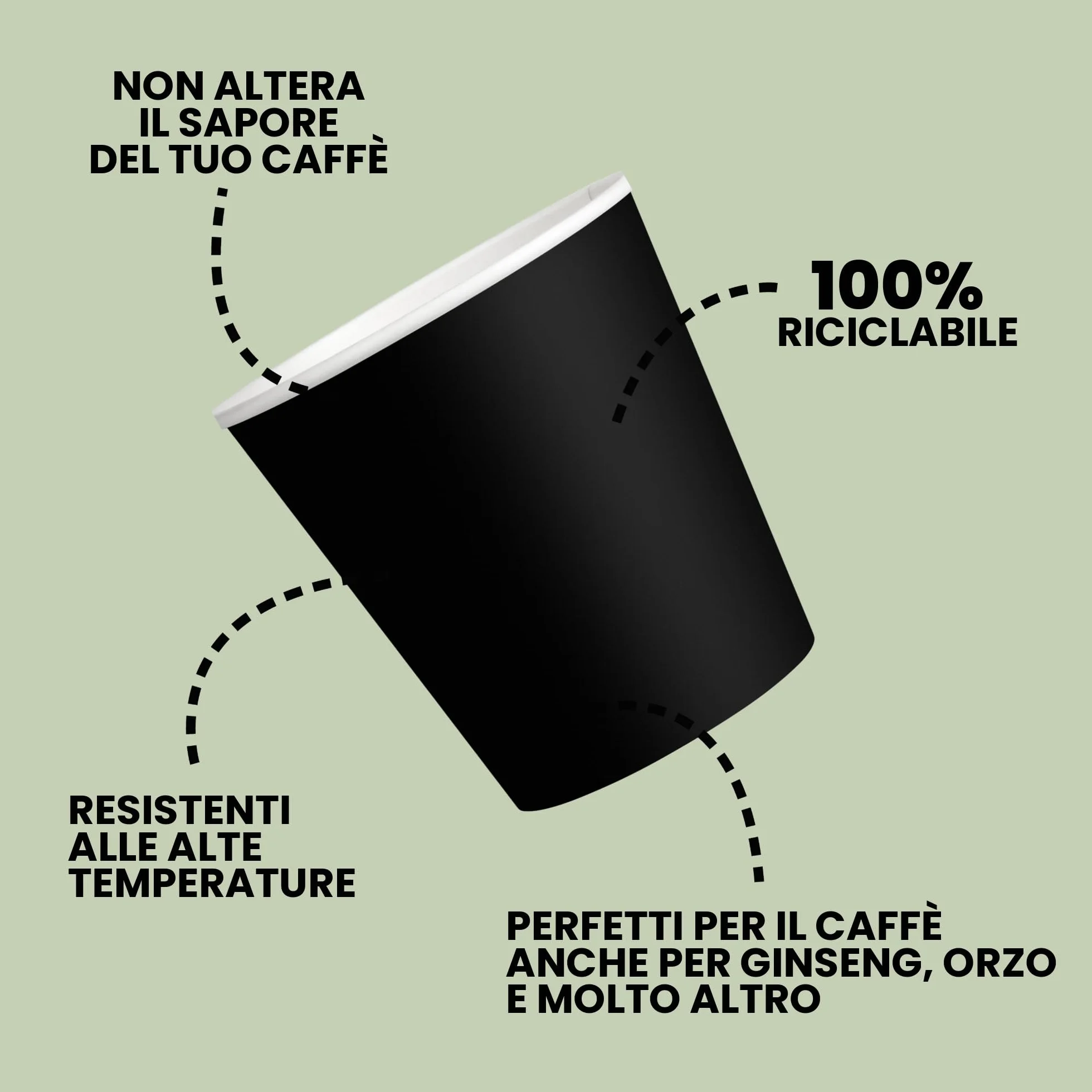 Cubex Professional 500 Bicchieri in Carta da 75 ML Neri, Riciclabili per Caffè e Bevande