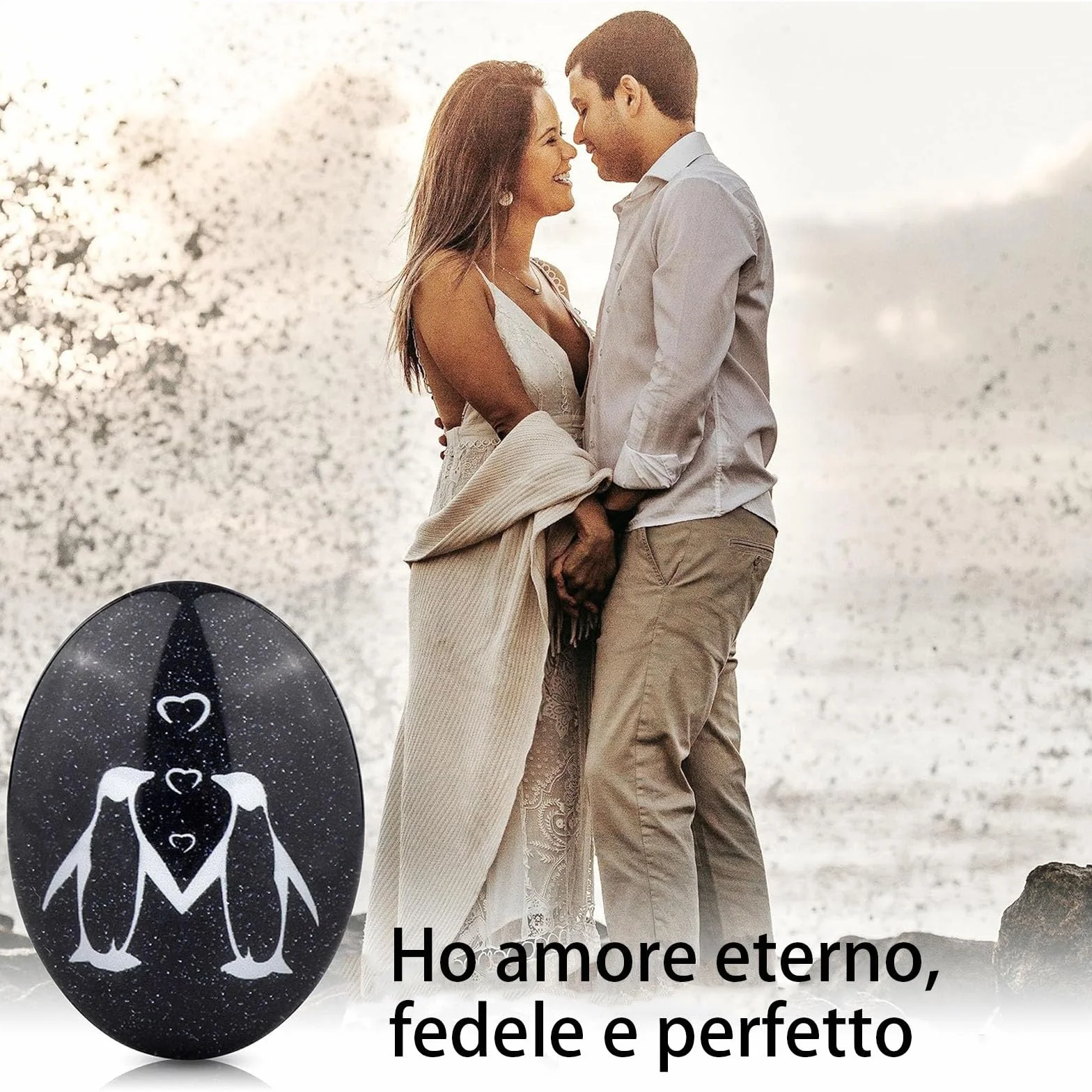 Pinguino Pietra Regali Coppia Anniversario Matrimonio San Valentino Compleanno Natale