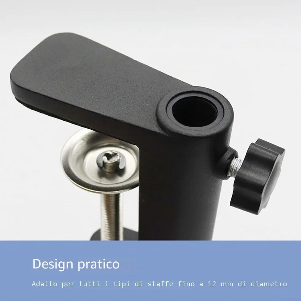 Supporto per lampada da scrivania in lega di alluminio a forma di C - staffa a morsetto da scrivania, con base in metallo a rotazione di 360 gradi e cuscinetto di protezione in spugna, per tavolo e
