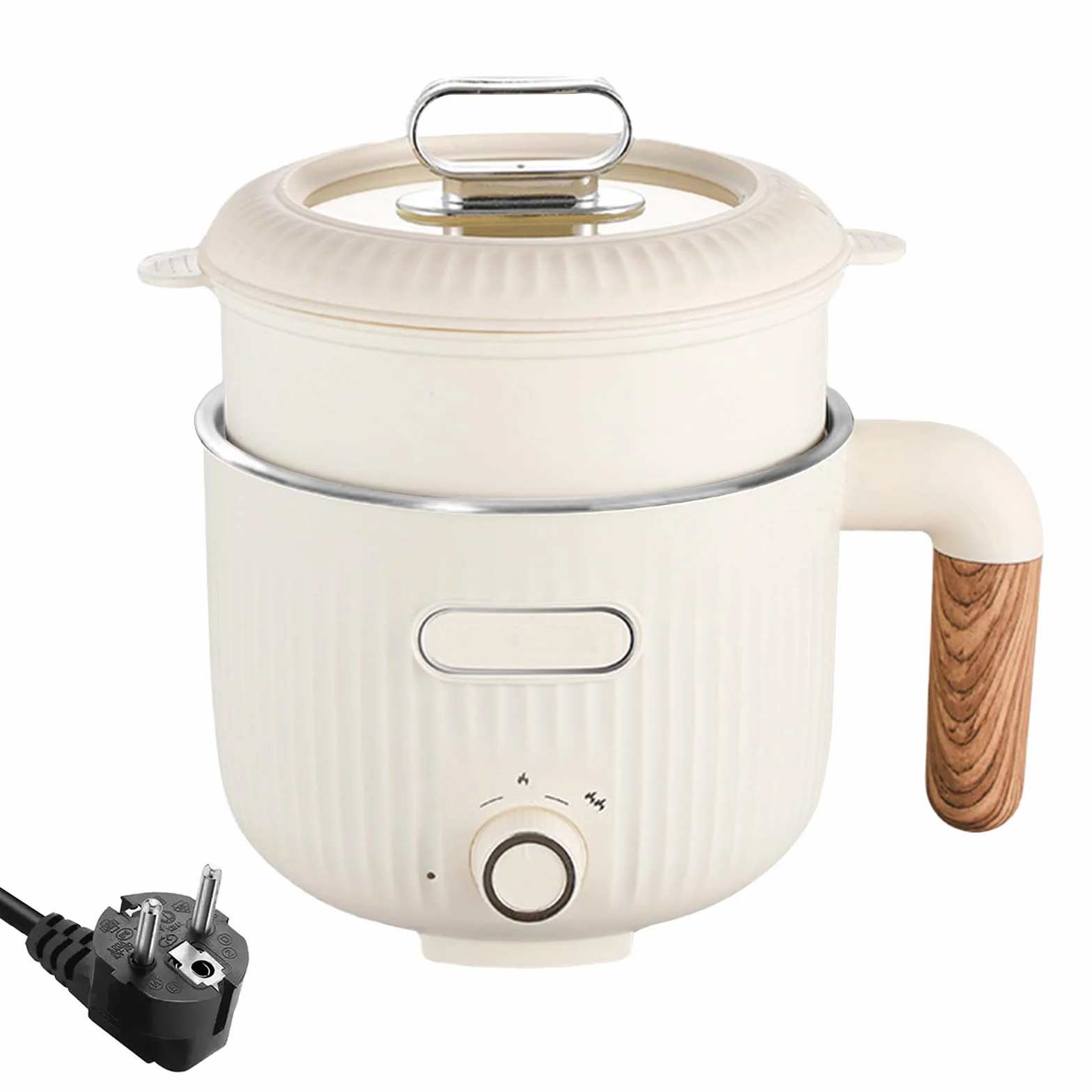 Elettrico Hot Pot, Portatile Mini Antiaderente Multicooker Con Cestello a vapore, In Acciaio Inox Elettrico Pentola Padella, Doppio Controllo Potenza Riscaldamento Veloce, Rapido Ramen Fornello