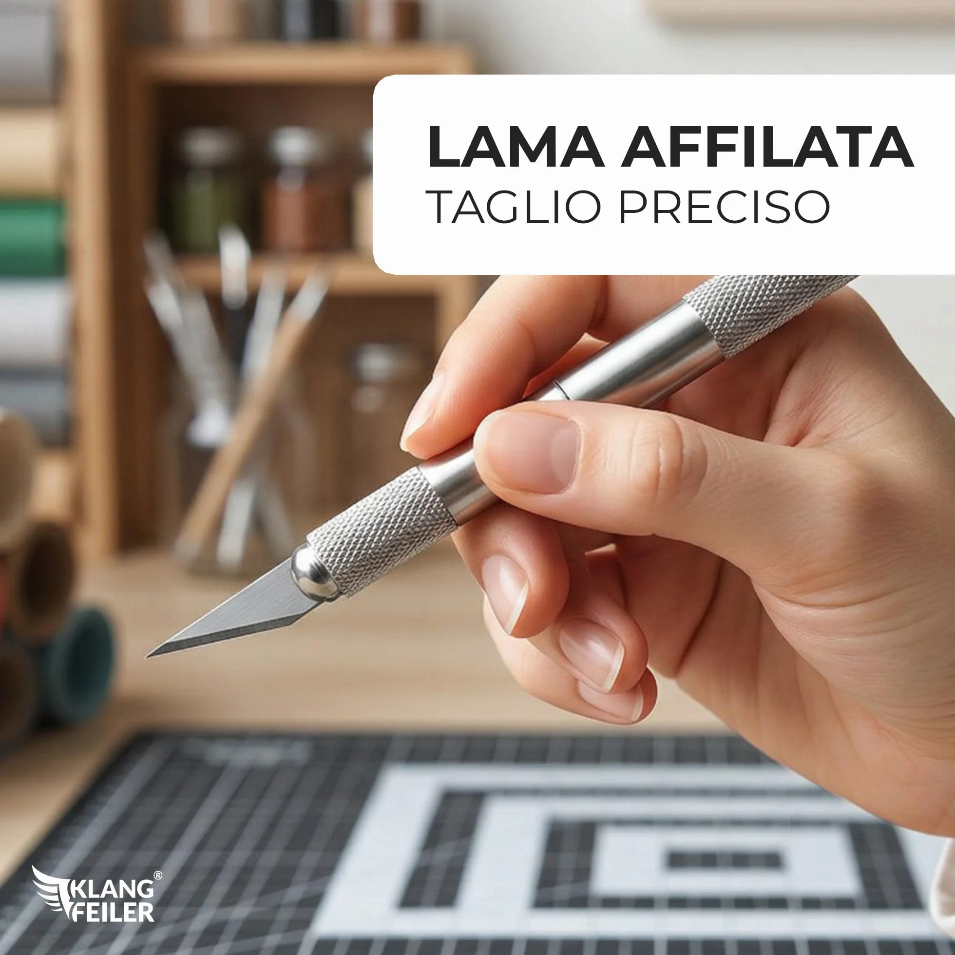 Klangfeiler® Cutter di precisione - 10 lames - cutter bisturi carta per modellismo taglierino - lame di ricambio