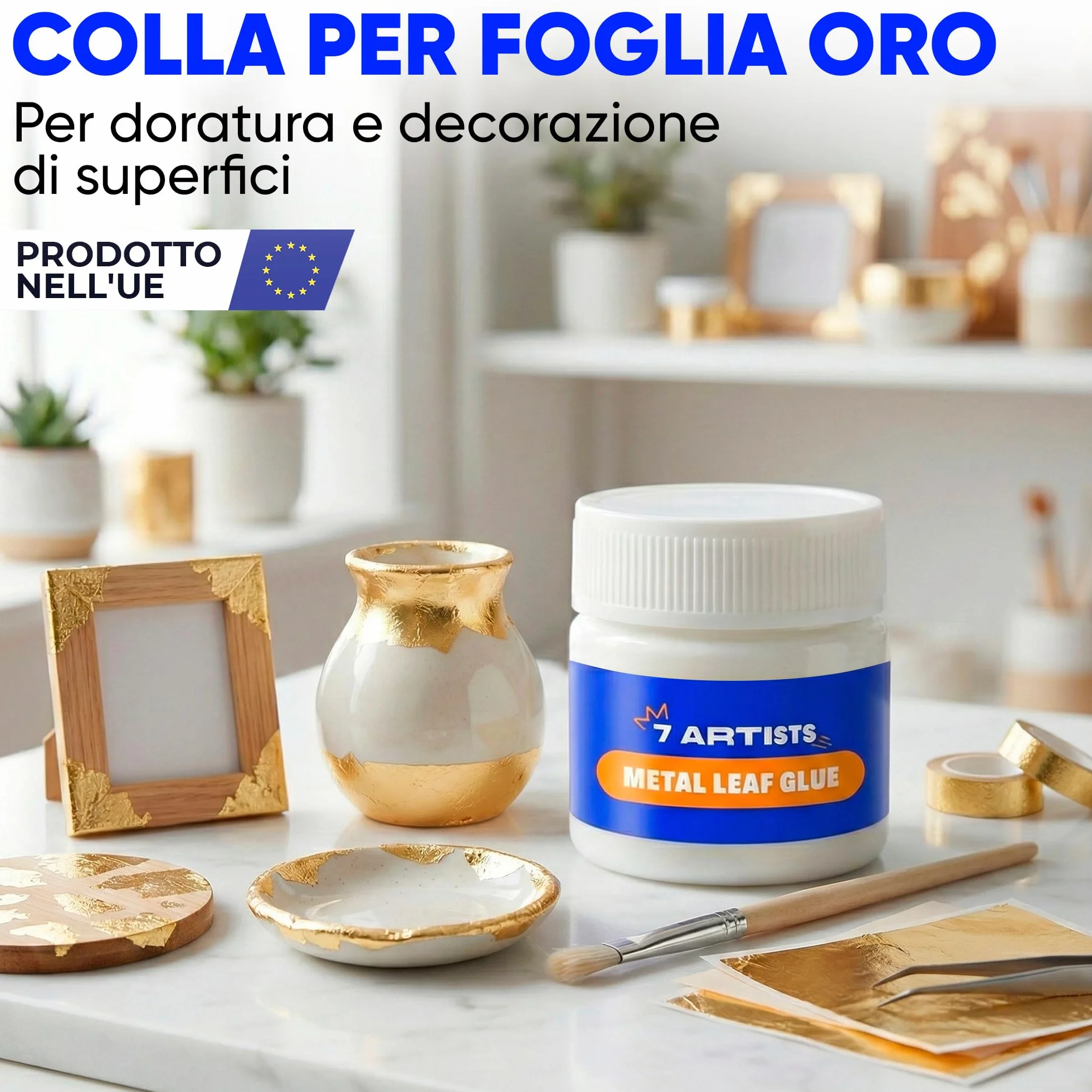 Missione per Foglia Oro 50 ml – Colla per Foglia Oro a Base Acqua per Metallo in Foglio e Scaglie Metalliche | Missione per Doratura Decorazioni e Progetti DIY | Trasparente Dopo l'Asciugatura