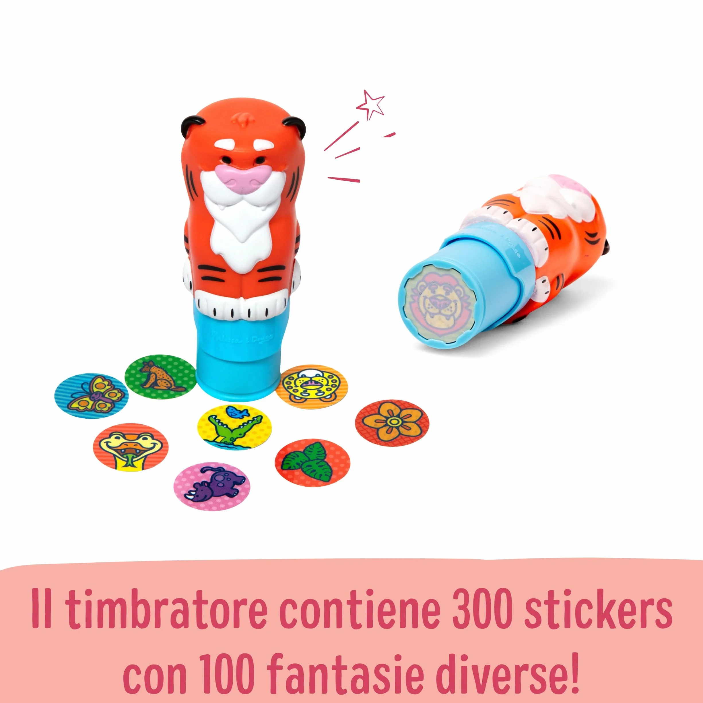 Melissa & Doug Sticker WOW! Timbratore di Adesivi e Blocco Attività di 24 Pagine con 300 Adesivi - Tigre, Gioco Educativo per Lavoretti Artistici, Bambini, 3+ Anni - Certificati FSC