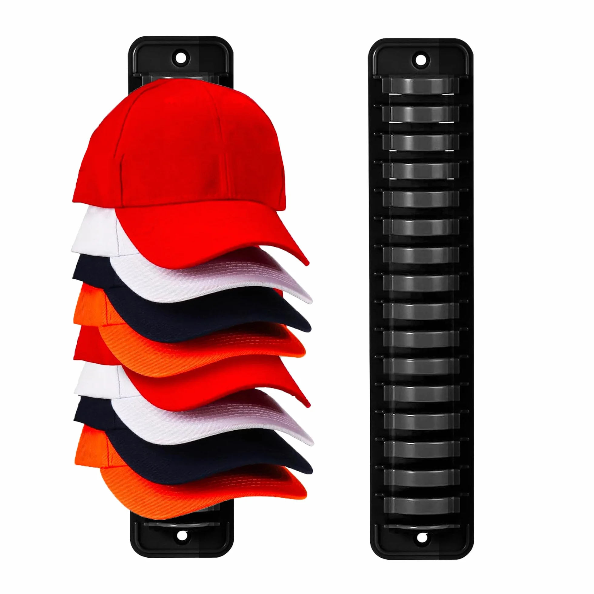 Porta Cappelli Parete Autoadesivo, Organizzatore Baseball Cap, Cappelliera 16 Cappelli, Nero