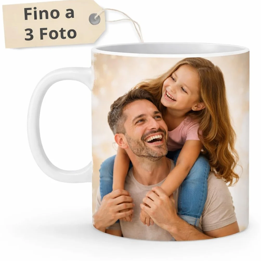 Tazza Personalizzata 325 ML Ceramica 3 Foto Made in Italy Idea Regalo Compleanno