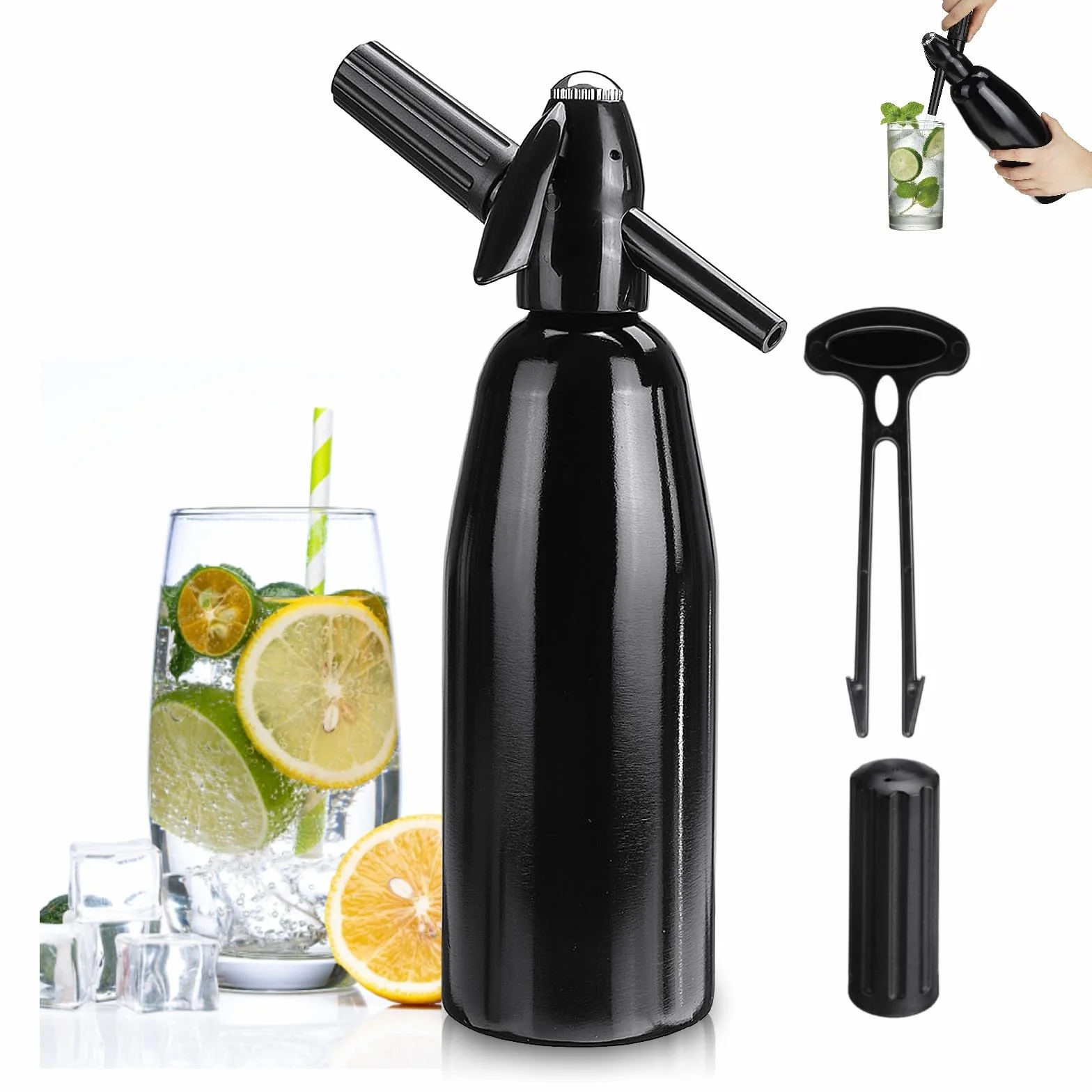 Soda Maker 1L Alluminio Sifone per Soda con Regolatore di Pressione