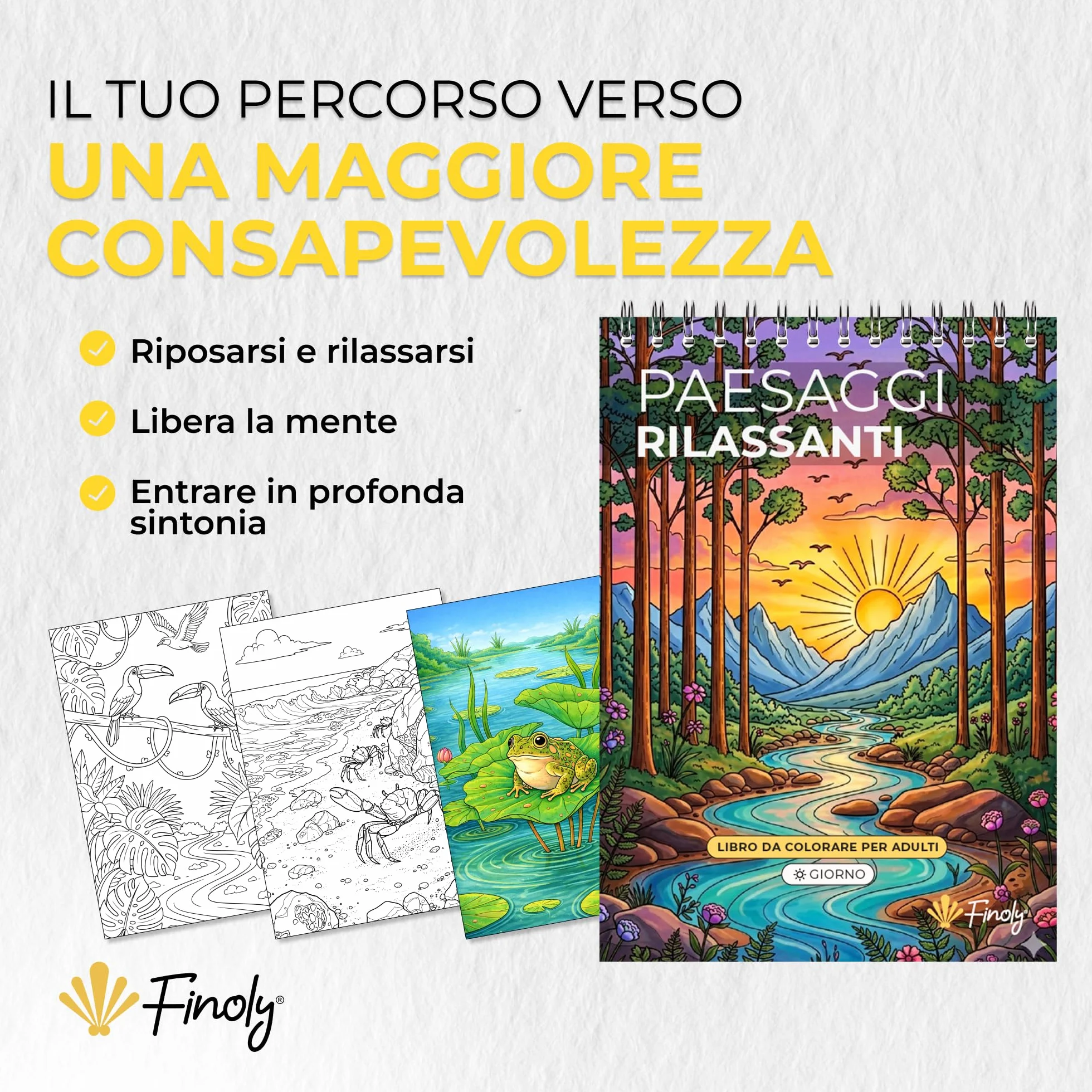 Libri da Colorare per Adulti Paesaggi A4 Riduce lo Stress Album da Colorare per Adulti Principianti e Esperti Mindfulness Inchiostro Non Che Trapassa