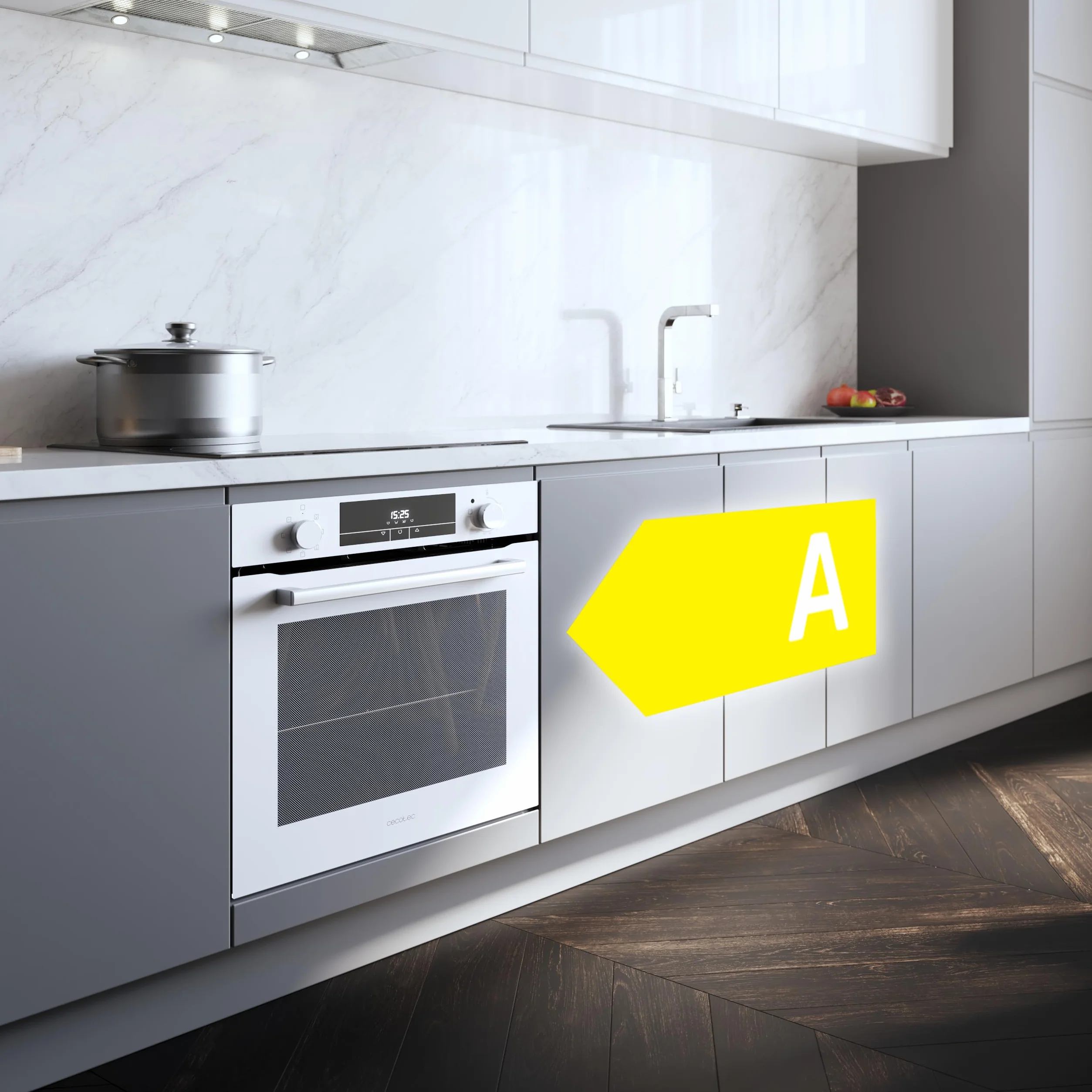 Cecotec Forno Integrabile 60 cm Bolero Hexa M226000 Glass White A. 2800 W, 72 L, 7 funzioni, modalità griglia, fan assisted grill, modalità convezione, defrost, Steam Base X2, Steam EasyClean, Steam