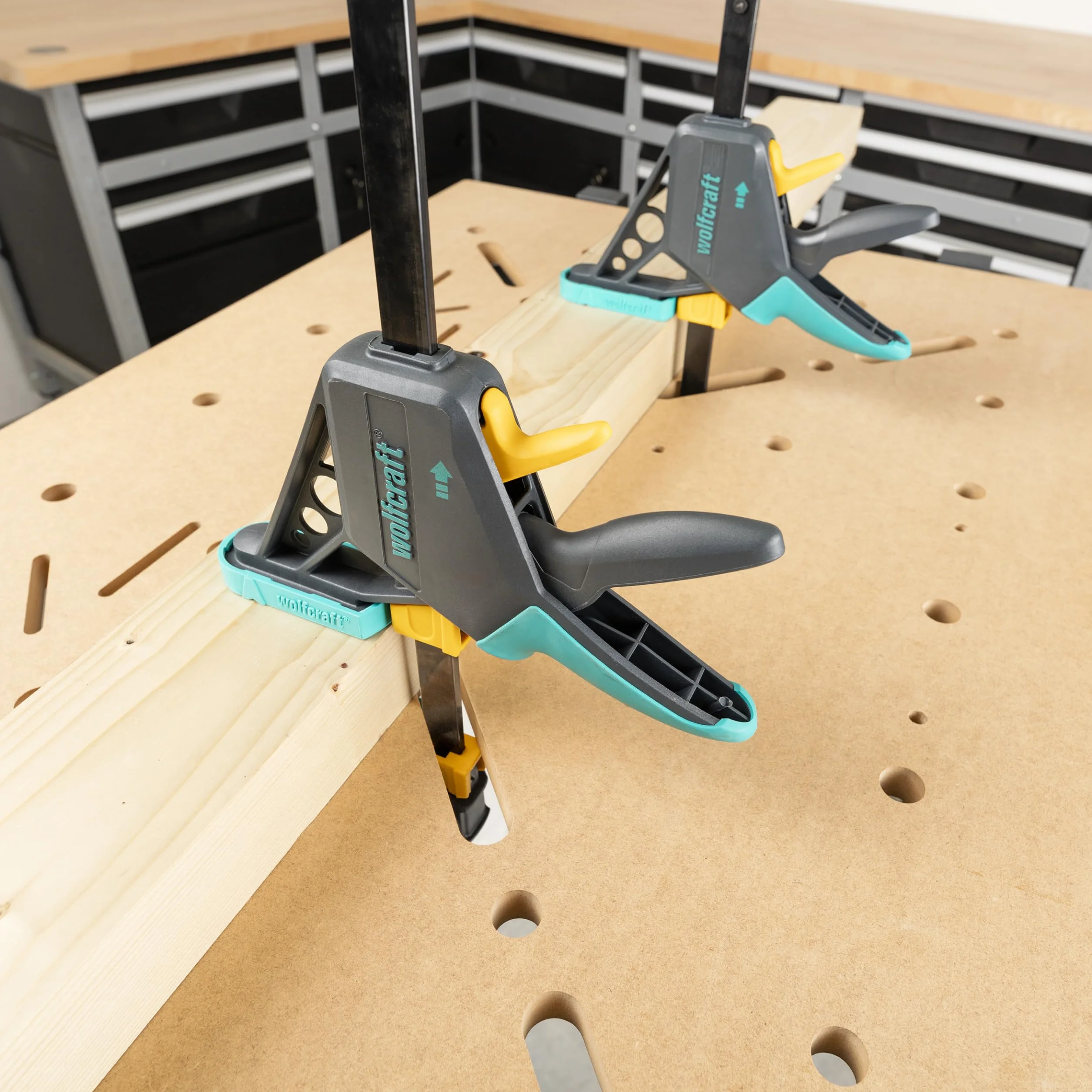 wolfcraft Morsetto a una mano PRO L, 450 mm I 3032000 I Per un lavoro controllato e confortevole - ideale per la lavorazione del legno e la costruzione di mobili