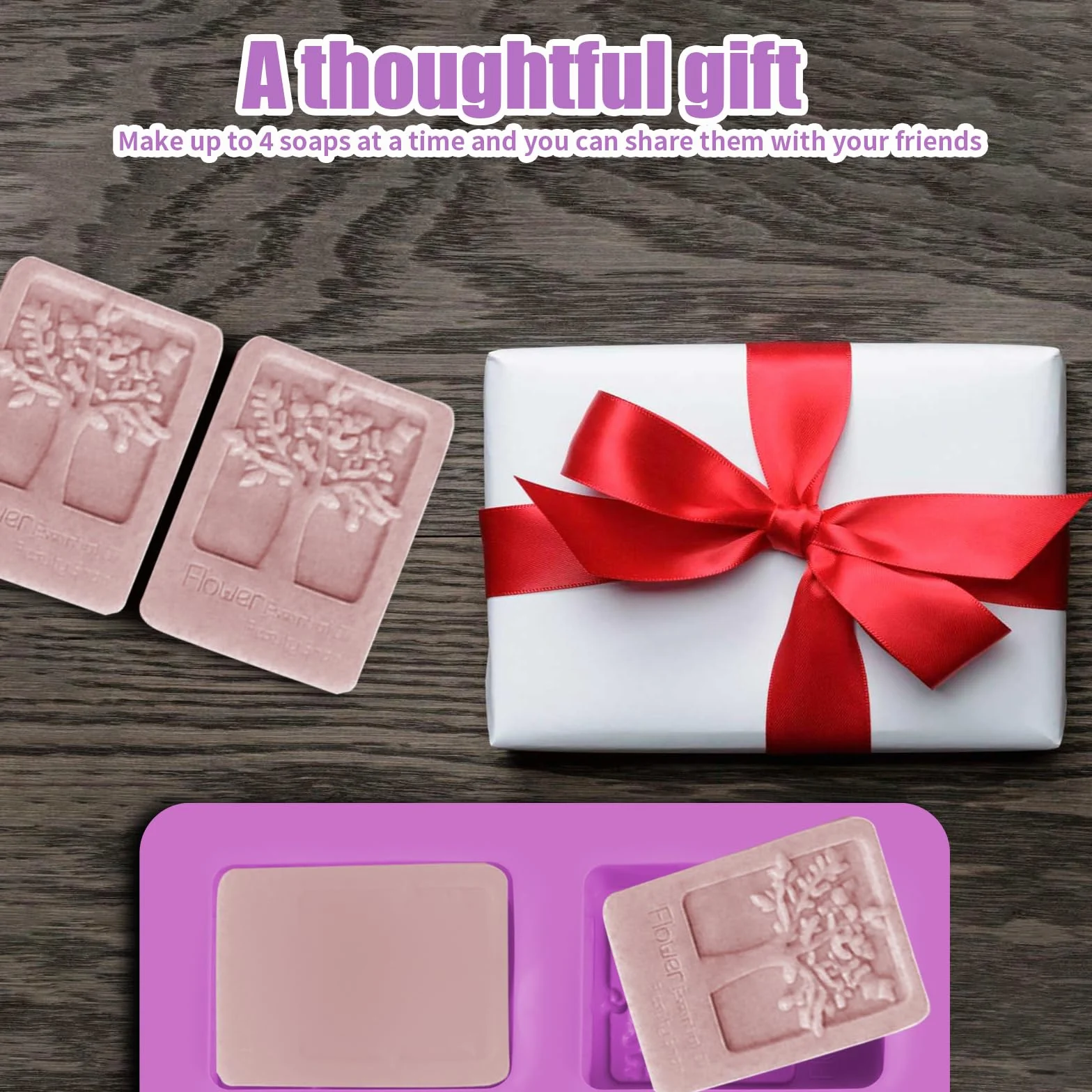 Stampi per Sapone, Sapone in Silicone Stampo, Stampi in Silicone per Sapone DIY, per Saponette Fatte a Mano, Ghiaccio, Torte, Budini, Cioccolatini