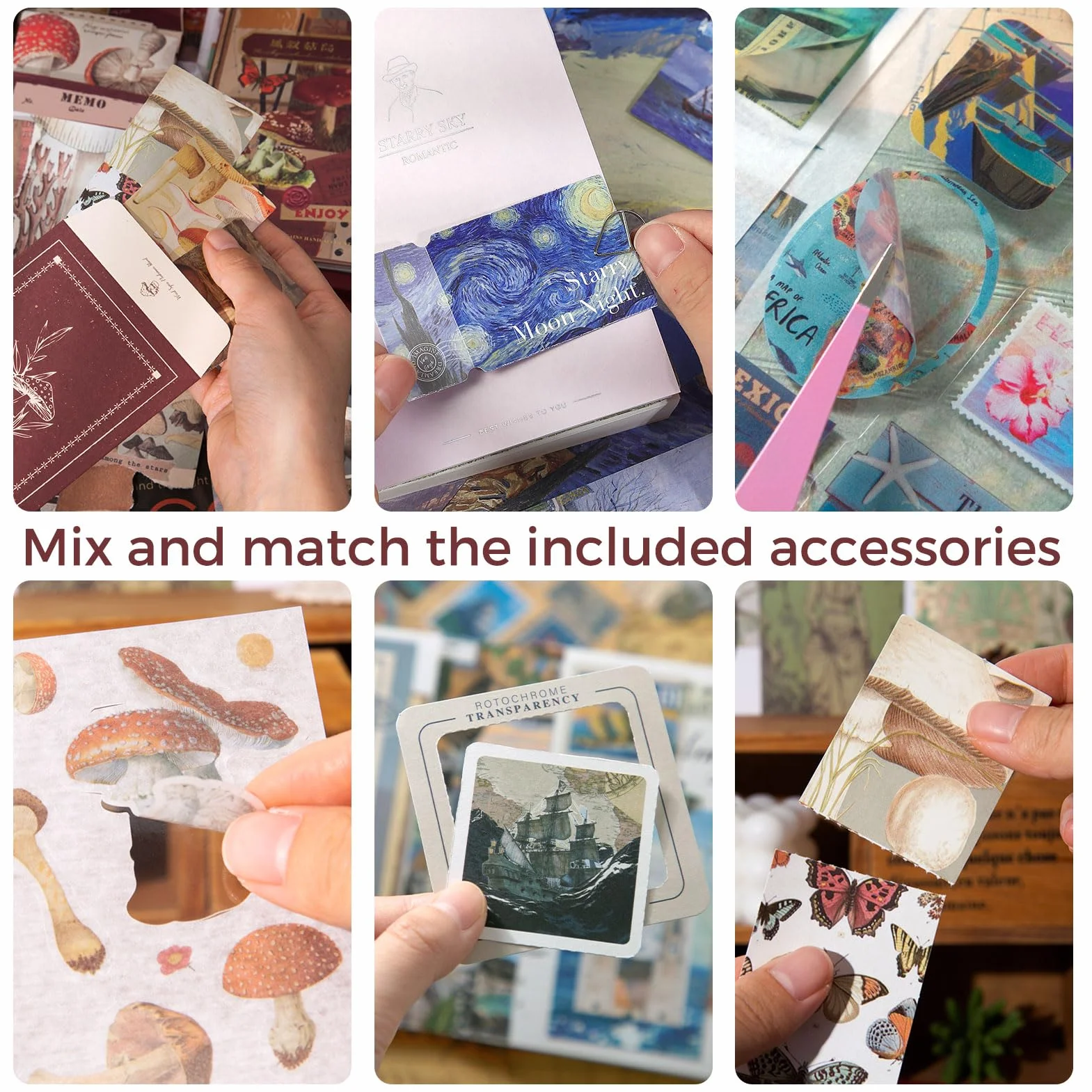 Funto Kit per Scrapbooking (116 PCS), Serie Pittura a Olio - Brezza del Mattino, Perfetto per Materiali Bullet Scrapbooking, Planner DIY Arts Craft Collage