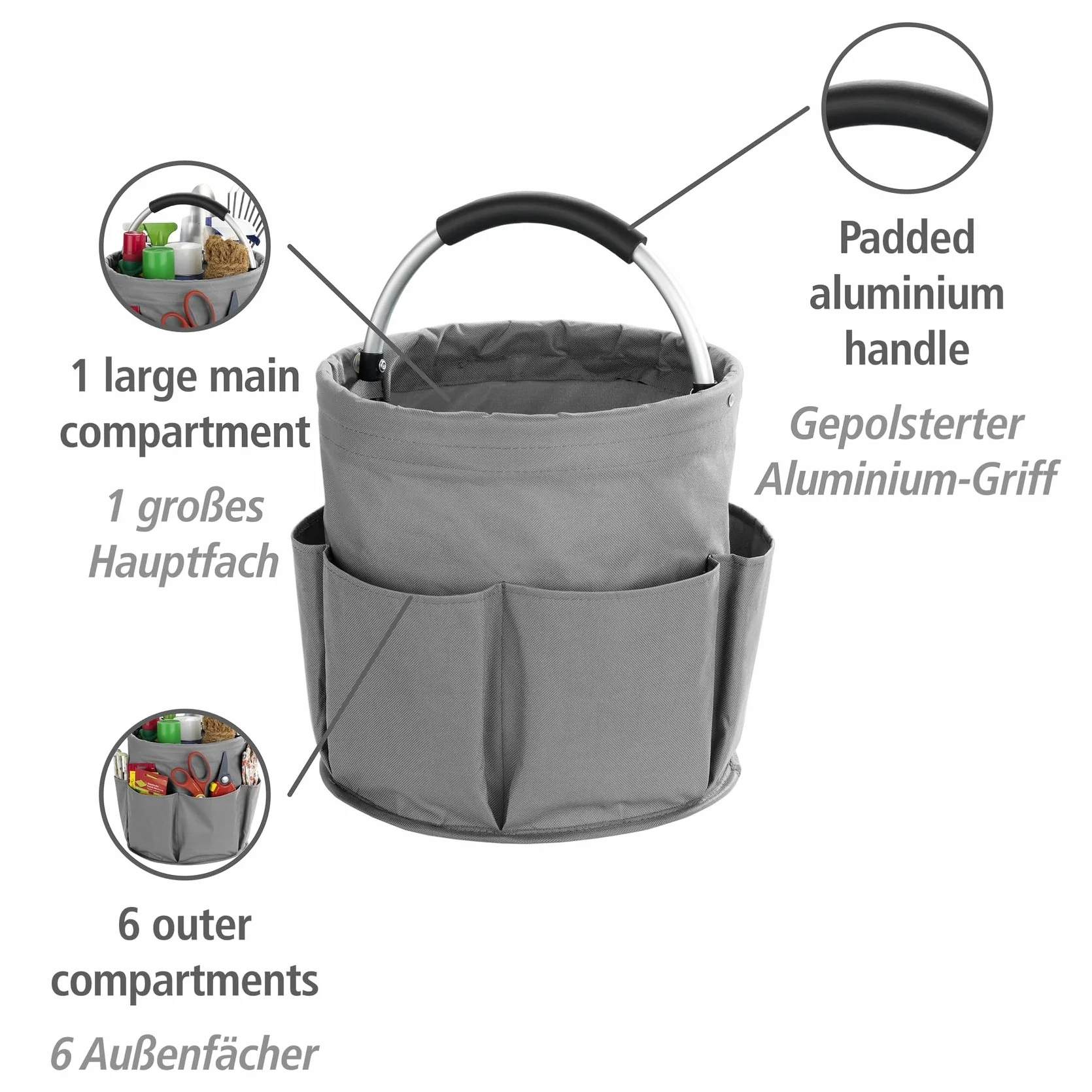 WENKO Organizer 6 scomparti Ø 28 x 26,5 cm antracite