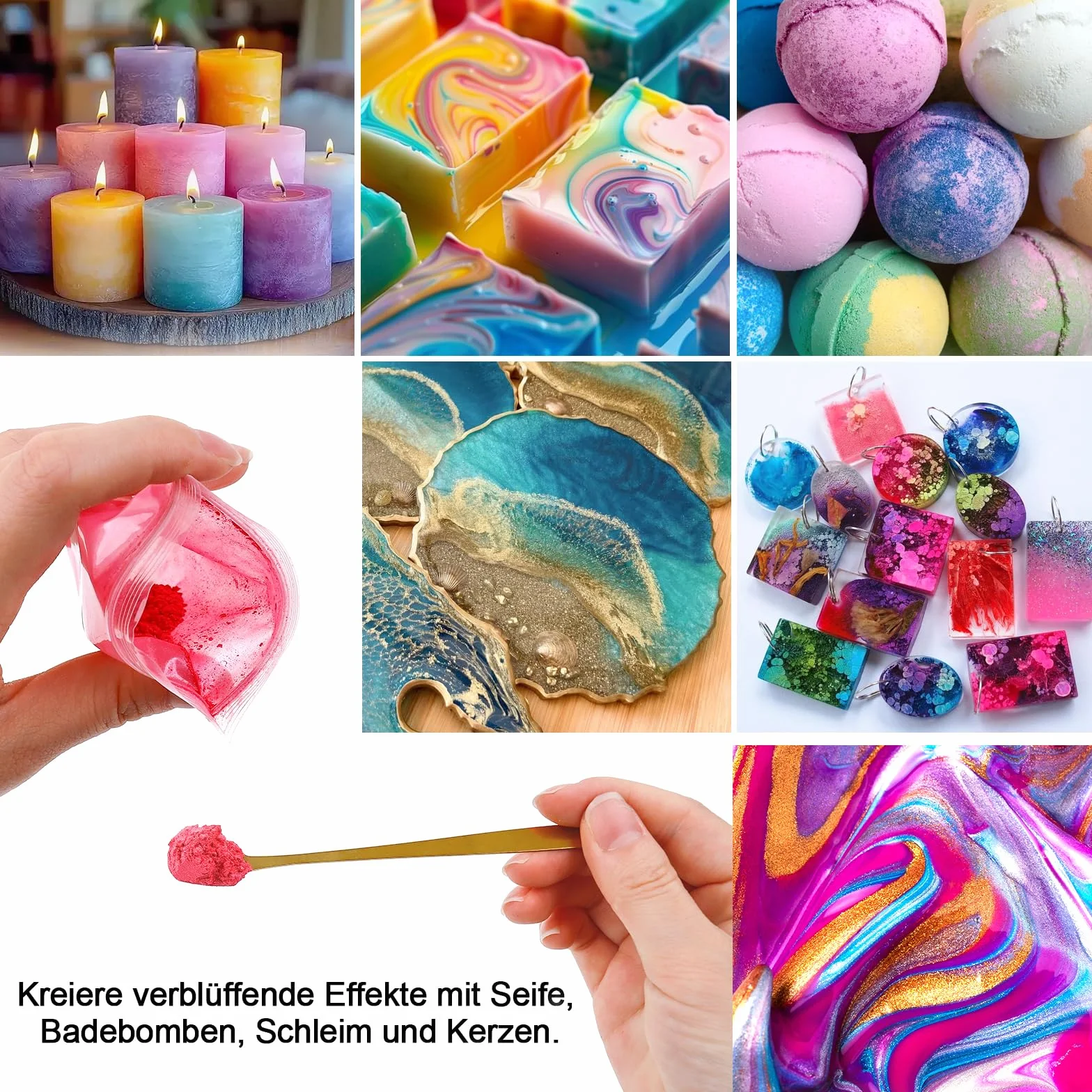 Set di 10 colori di resina epossidica da 3 g, polvere di mica, pigmenti colorati per colata in polvere, polvere per pigmenti in resina epossidica per sapone, candela, creazione di gioielli