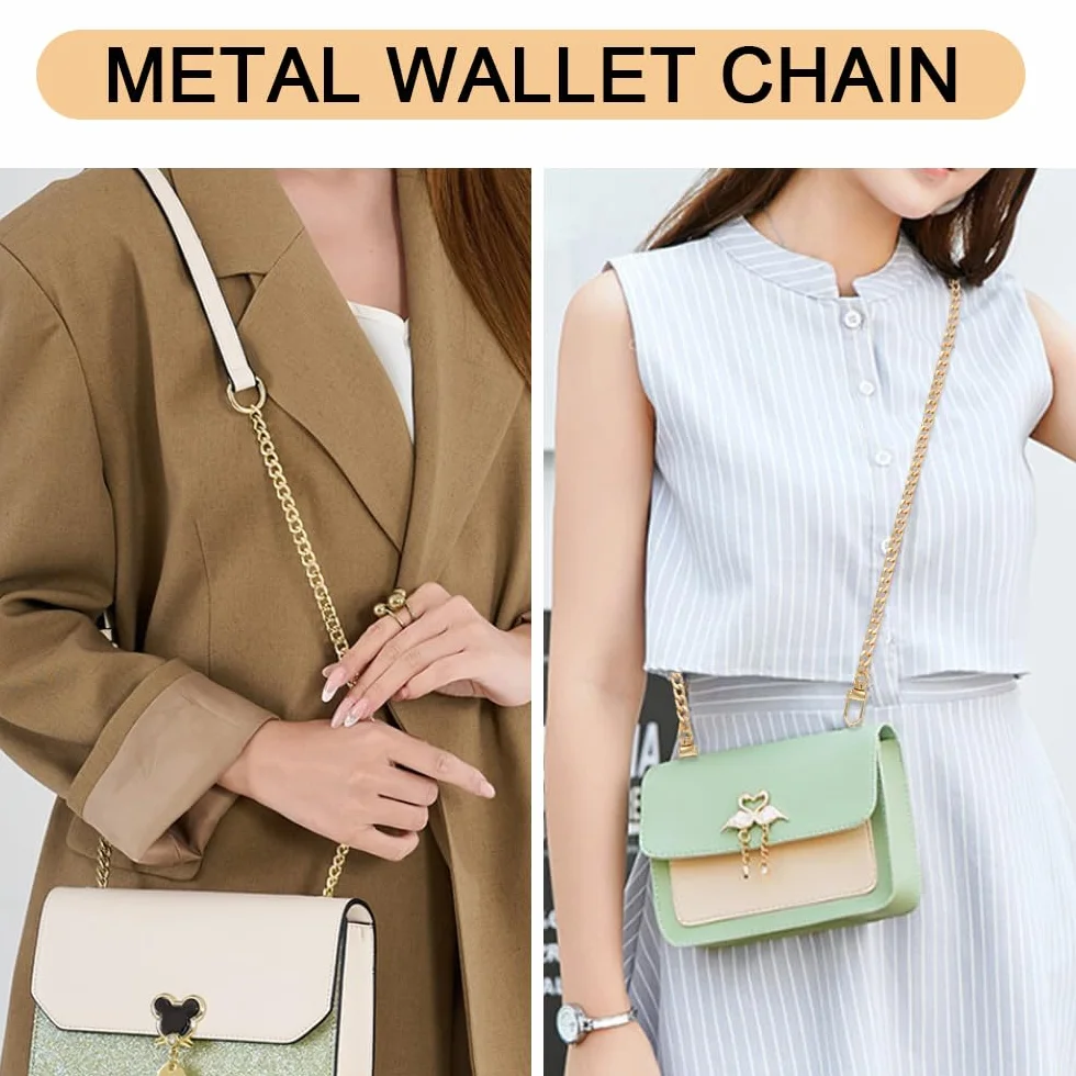 4 Pezzi Tracolla Catena per Borsa 40/60/100/120 CM,Catena Borsa Uncinetto Oro,Bag Chain Strap,Catenella Ricambio per Borse A Spalla,Catenella Dorata per Borsetta,Manici per Borse Metallo