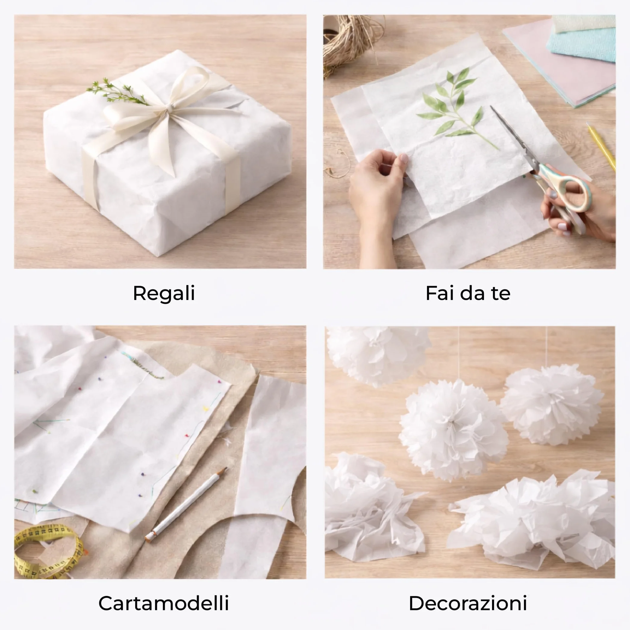 Carta Velina Bianca 64x44 cm 200 g 27 fogli per Cartamodelli Copiativa Tessuti Confezioni Regalo Decoupage