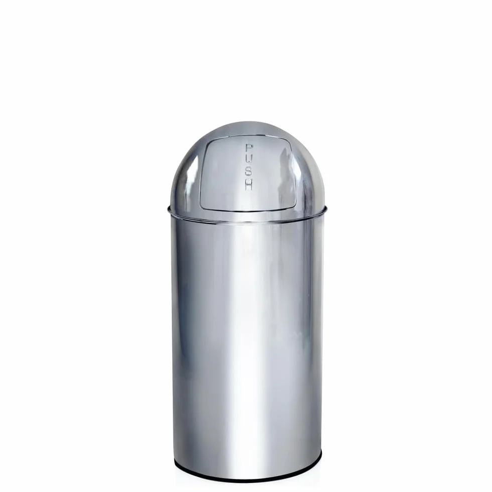 HJH Office 741004 Cestino piccolo PUSH Chrome 35L Cestino retrò con sportello a pressione