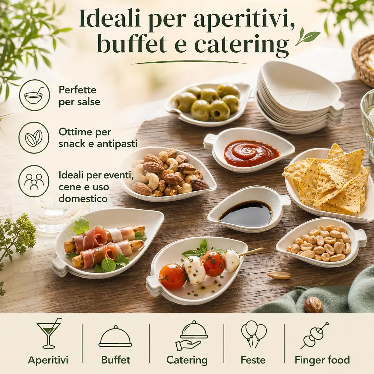 Ciotoline aperitivo usa e getta BIO vassoio finger food polpa di cellulosa