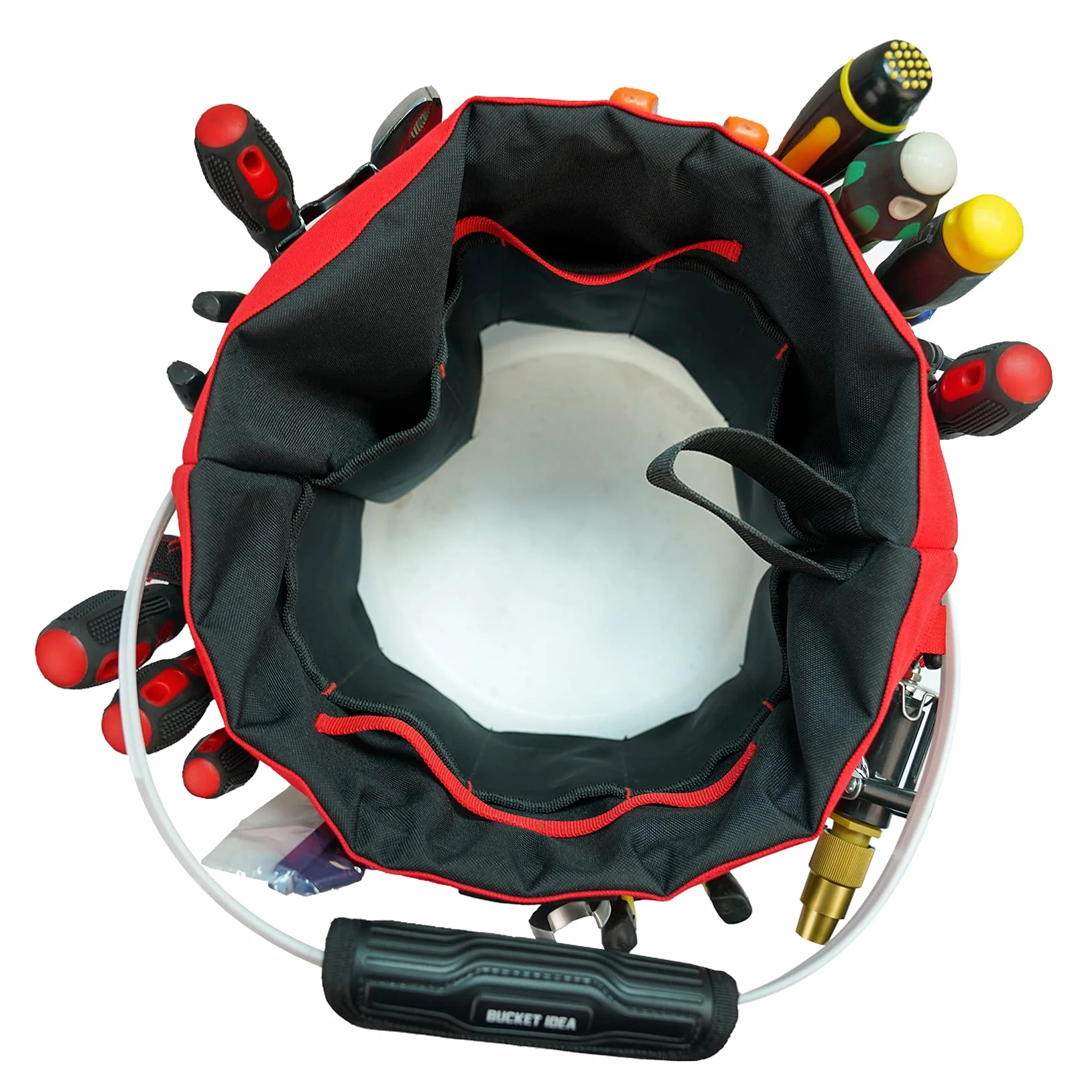 Secchio Strumento Organizer per Attrezzi da Giardino 3,5-5 Galloni Rosso