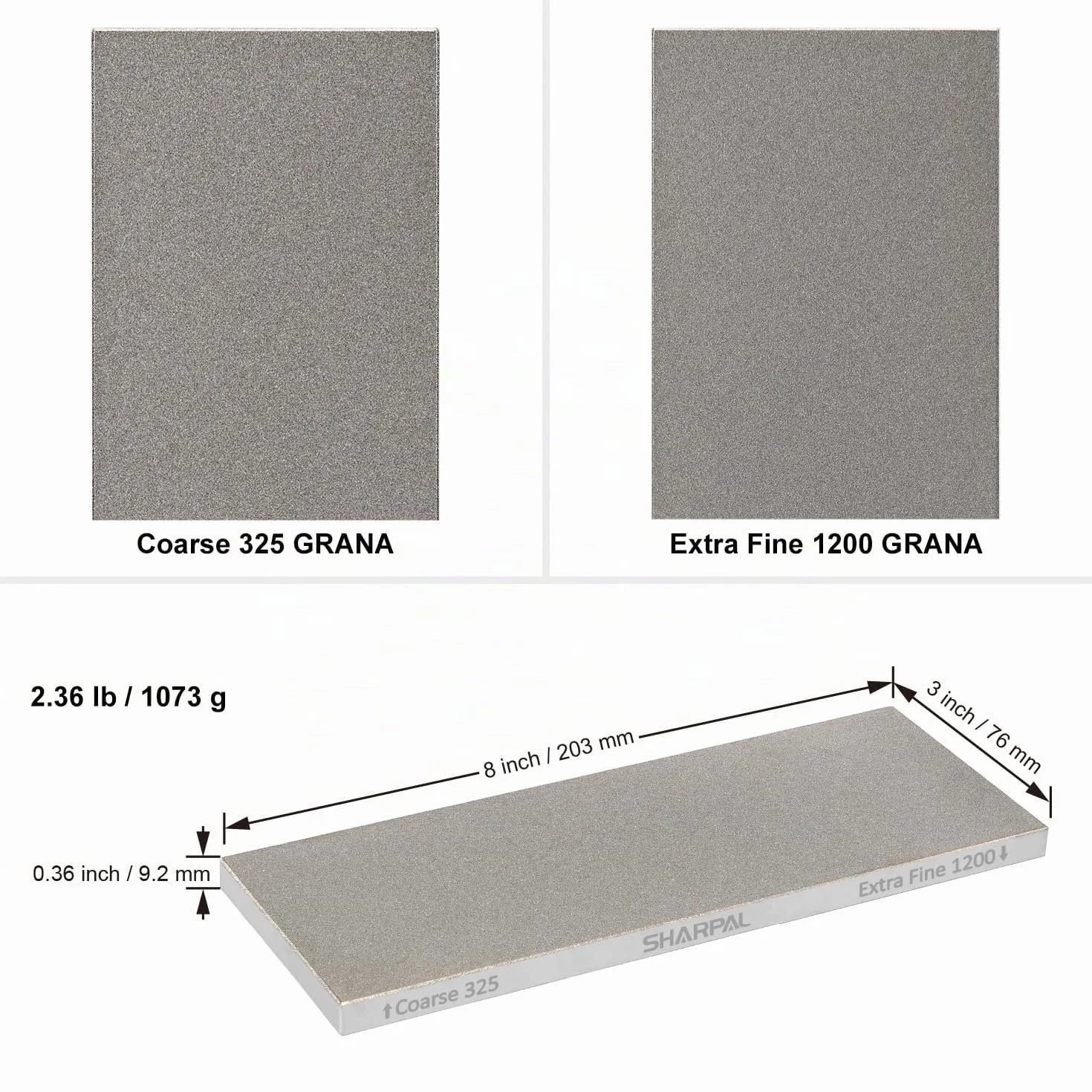 SHARPAL 162N Pietra diamantata bifacciale per affilare coltelli | Grana grossa 325 / Grana extra fine 1200 | Custodia con base antiscivolo e guida angolare (203 X 76 mm)