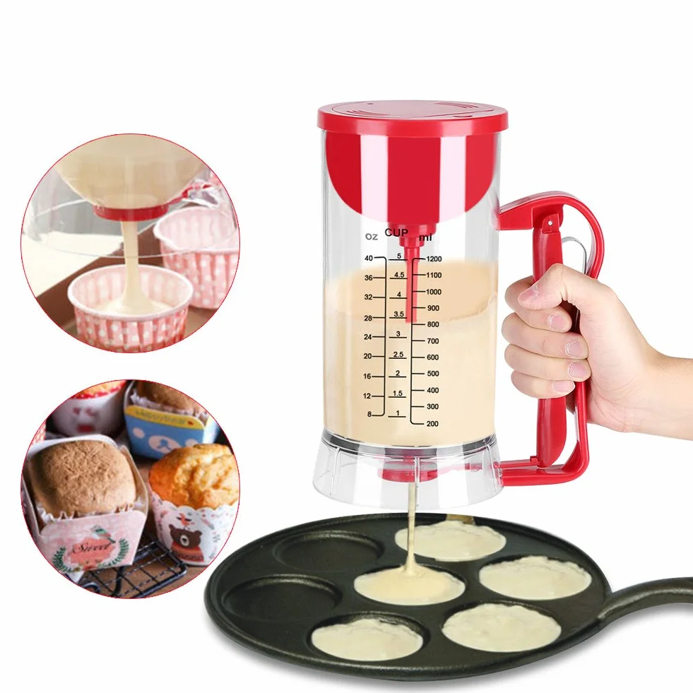 Dispenser per Pastella per Pancake, Frullatore Elettrico, Dosatore per Pancake e Pancake, capacità 1200 Ml, Comodo per Cuocere Cupcakes, Muffin, Pancake, Ciambelle