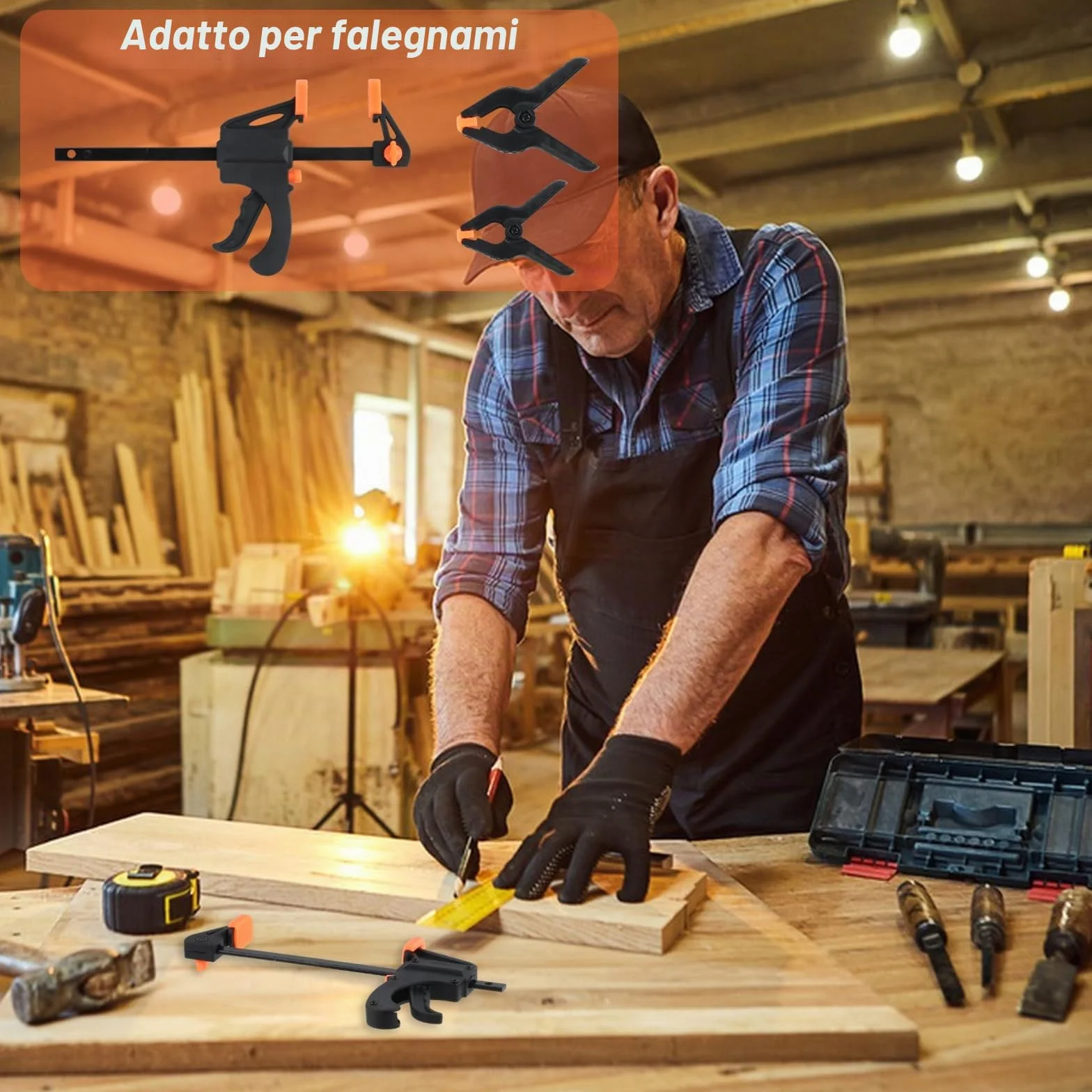 4 Pz Morsetto da Falegname con 4 Pz Morsetto a Molla(5cm, 7,6cm), Morsetti a Barra, Morsetti a Molla, Morsetti Presa Rapida, per Lavorazione Legno Fai da Te, Artigianato Fatto a Mano