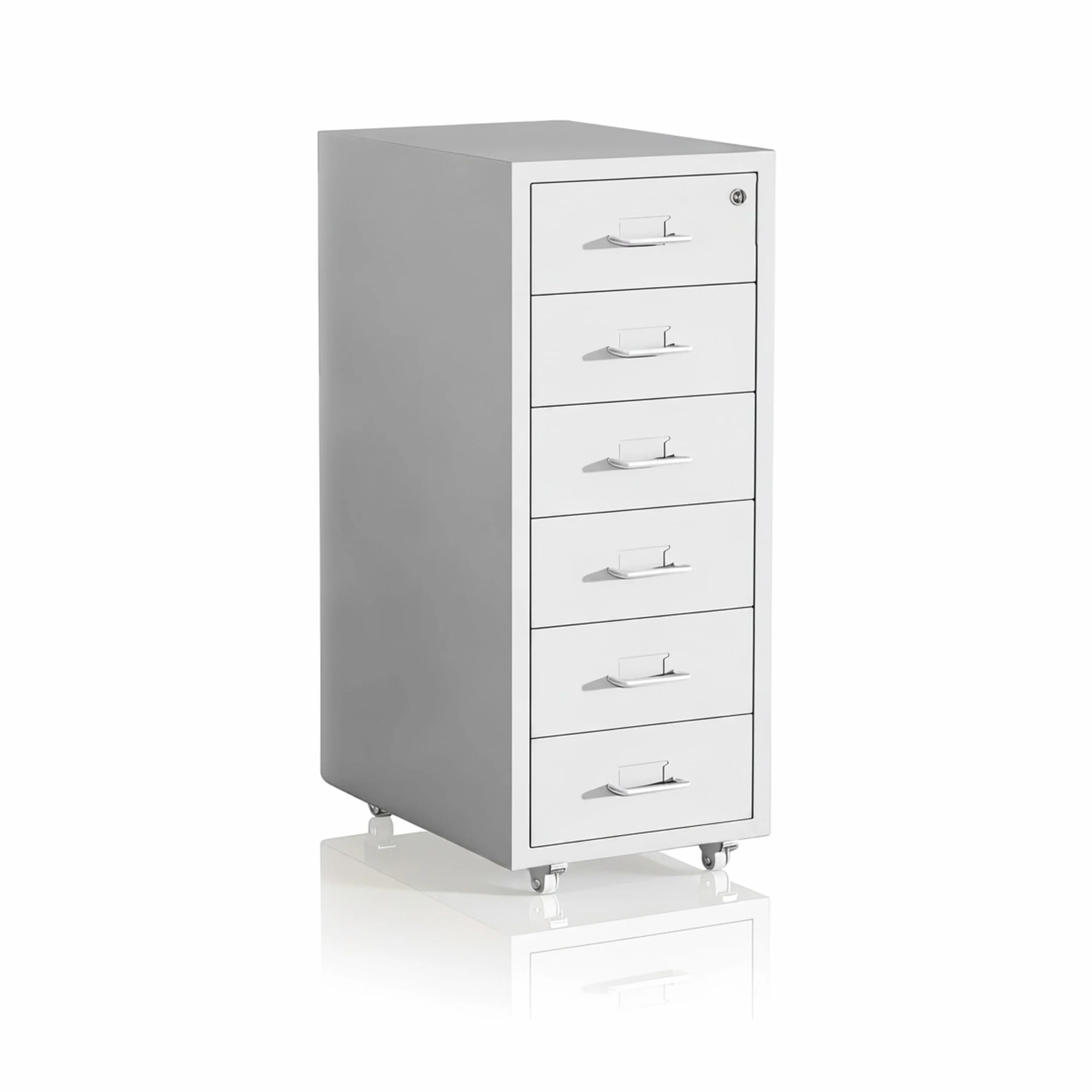 Relaxdays cassettiera in Metallo con 6 cassetti, chiudibile a Chiave, Misura 69x28x41 cm, Bianco