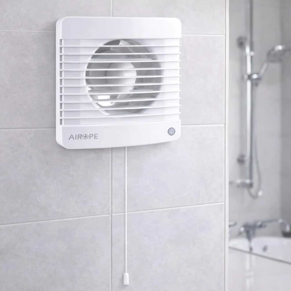 Aspiratore Bagno 100 mm 7W 78 m³/h 26 dB Silenzioso con Valvola di Non Ritorno e Zanzariera