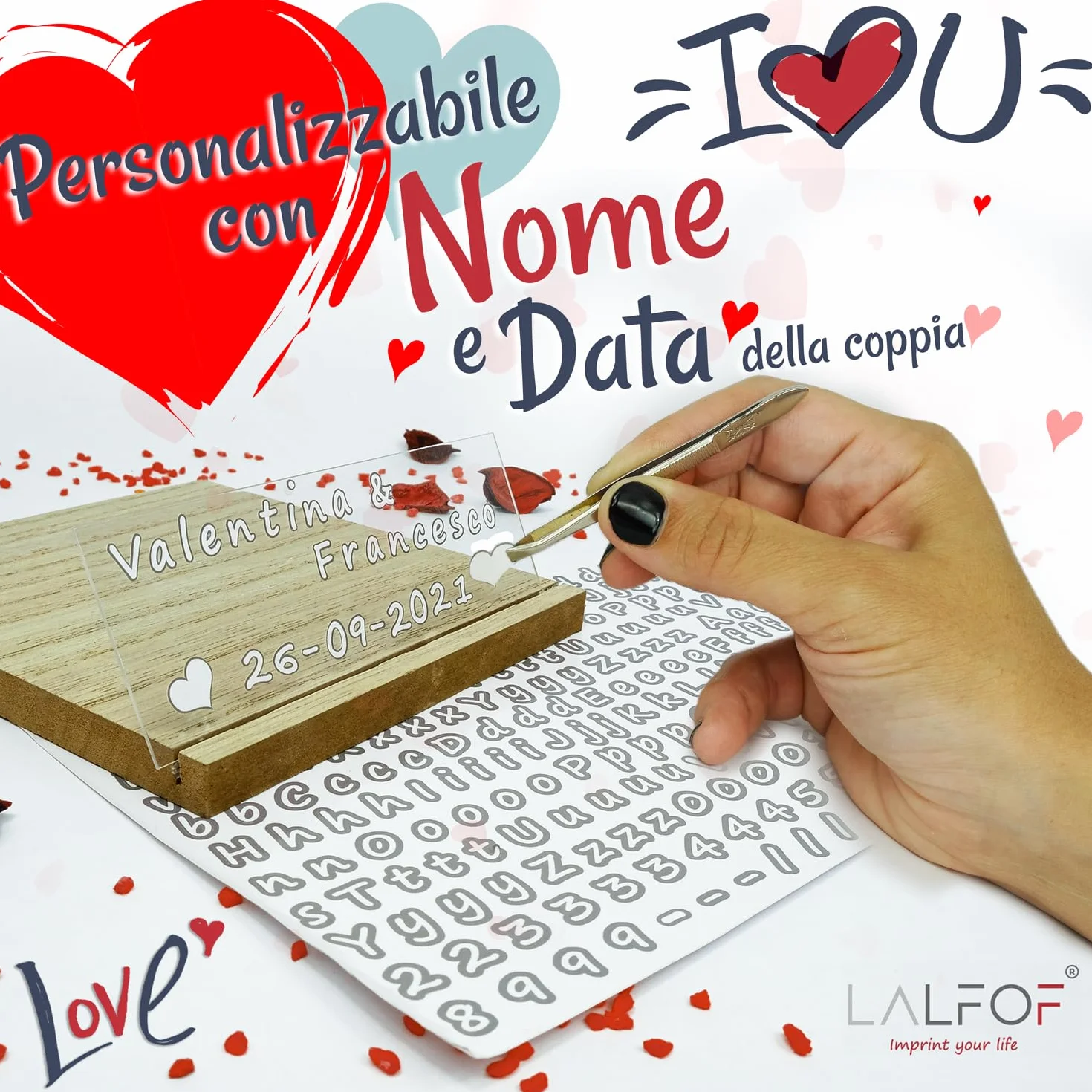 Lalfof® Calco Mani Coppia con NOMI | Regalo anniversario per lui lei | Regali per lui/lei con gesso per stampi dermatologicamente testato | Regalo fidanzato fidanzata coppia anniversario matrimonio