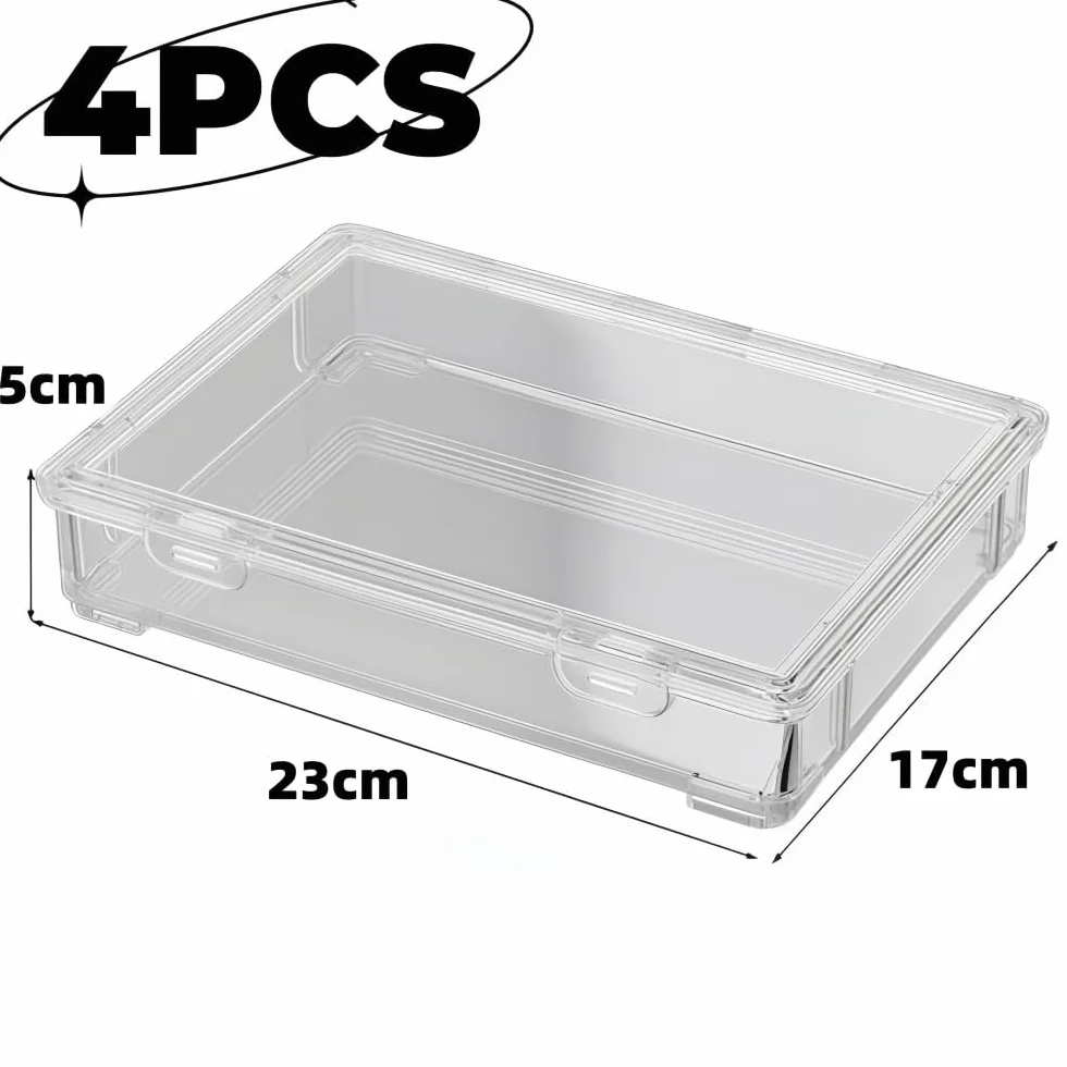 Plastica Scatole con Coperchio Impilabili 4 Pezzi 23x17x5 cm Senza BPA
