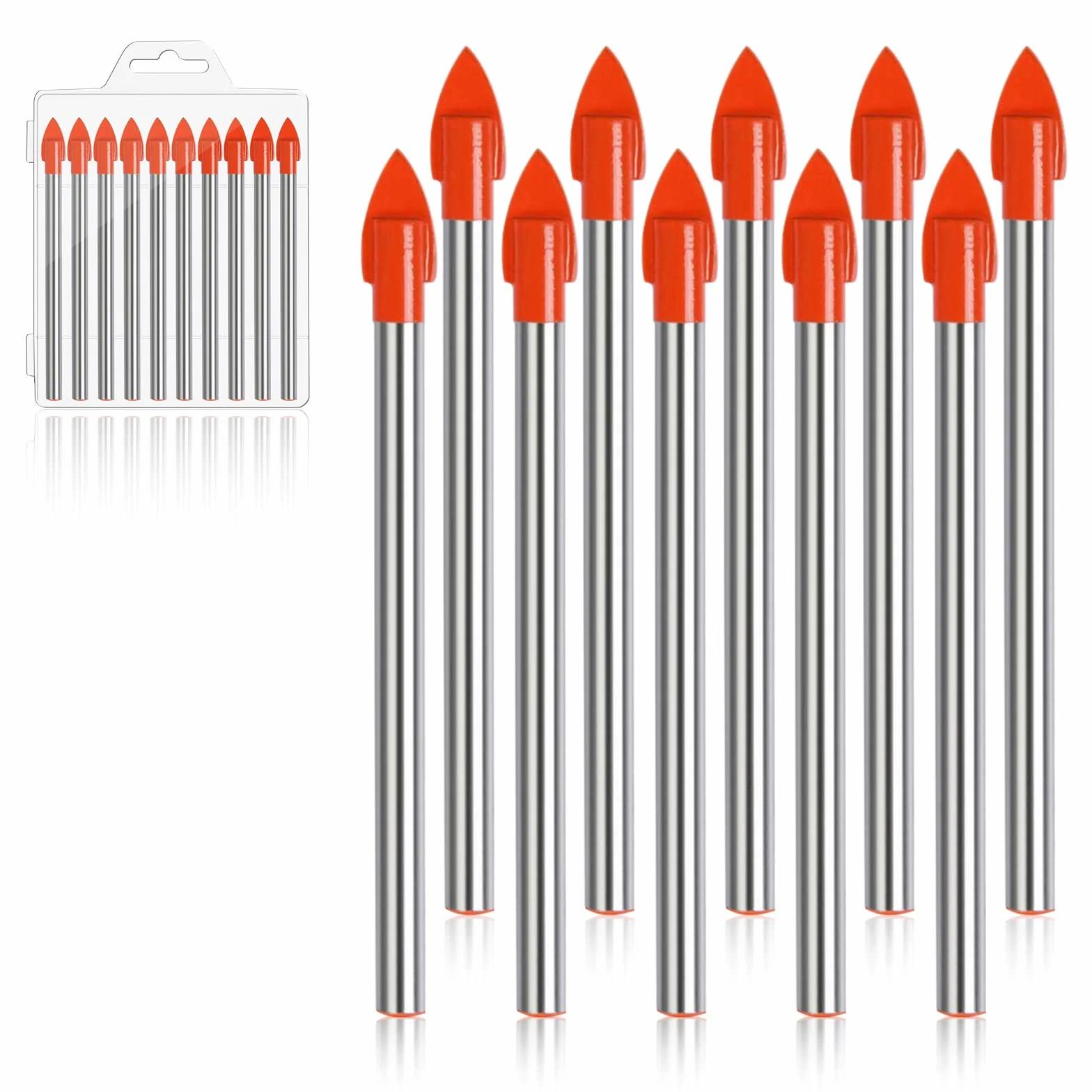 10 Pezzi Punta per Vetro, 6 MM Punta a Triangolo per Ceramica, Cemento, Mattoni, Granito - Materiale in Acciaio al Tungsteno e Ceramica per Legno